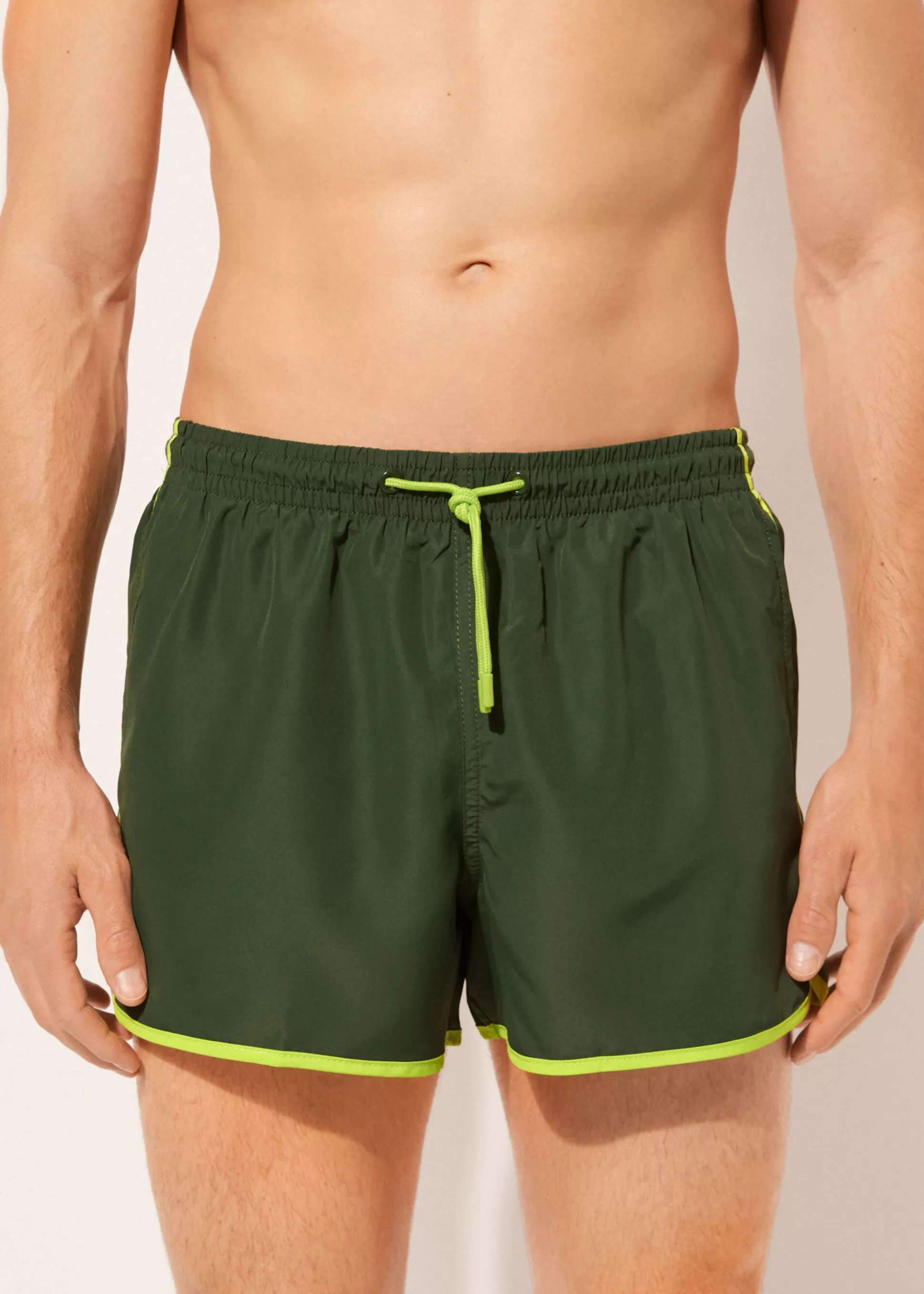 Bañadores Cortos-Calzedonia Bañador Bóxer Deportivo Hombre Ibiza Verdepalma-verdelima