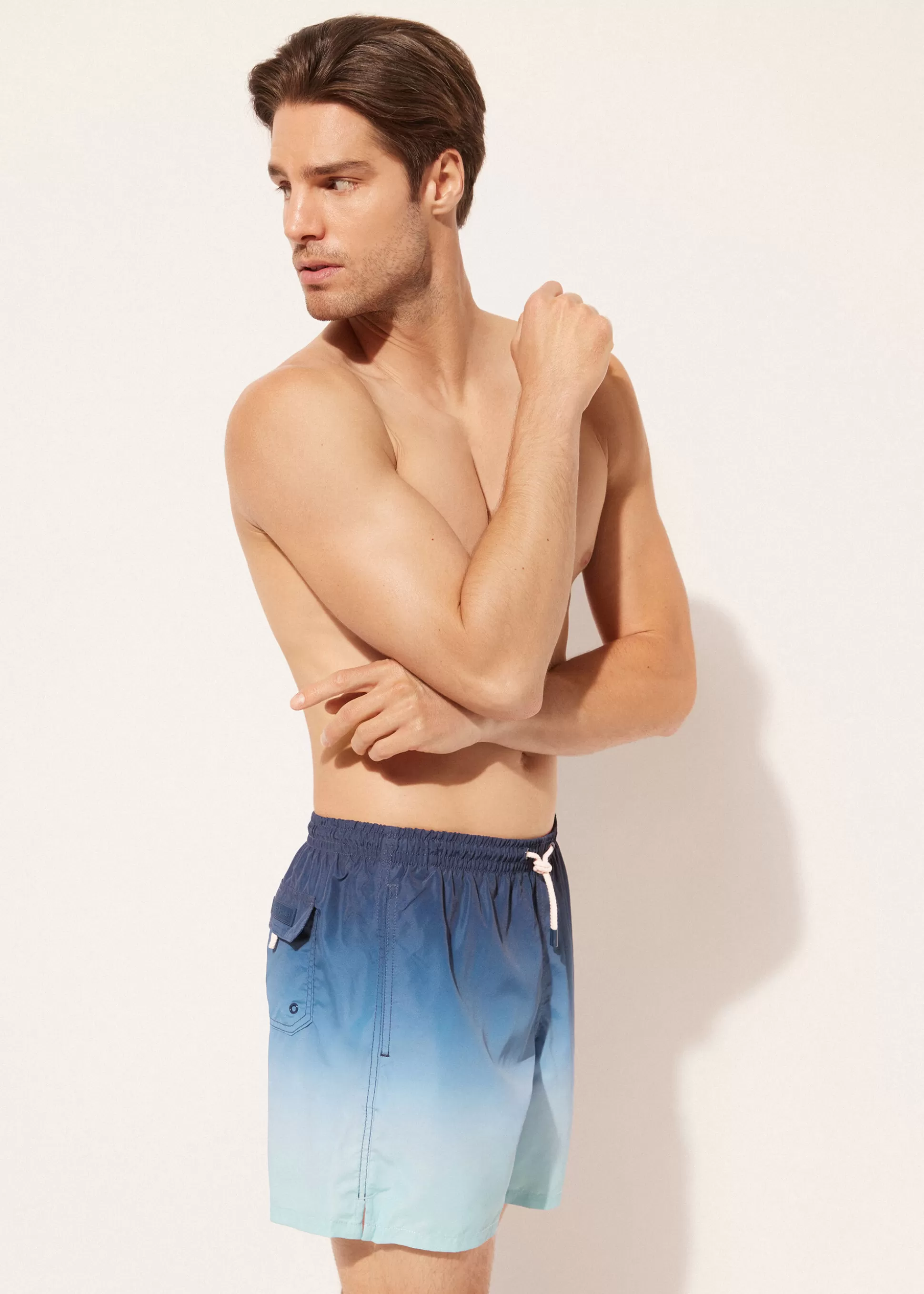 Bañadores Cortos-Calzedonia Bañador Bóxer Estampado Hombre Formentera Tonosdifumadosdeazul