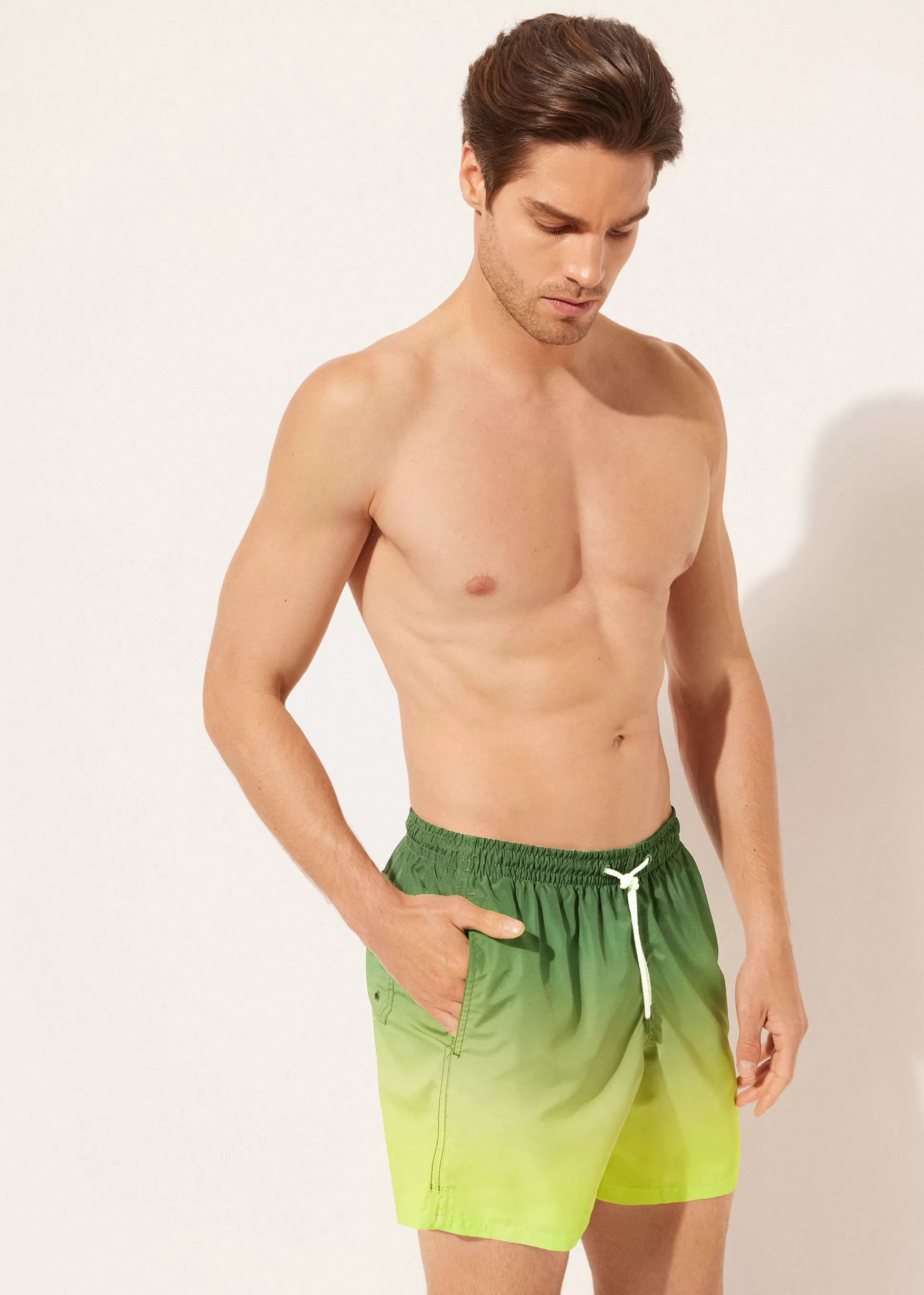 Bañadores Cortos-Calzedonia Bañador Bóxer Estampado Hombre Formentera Tonosdifumadosdeverde