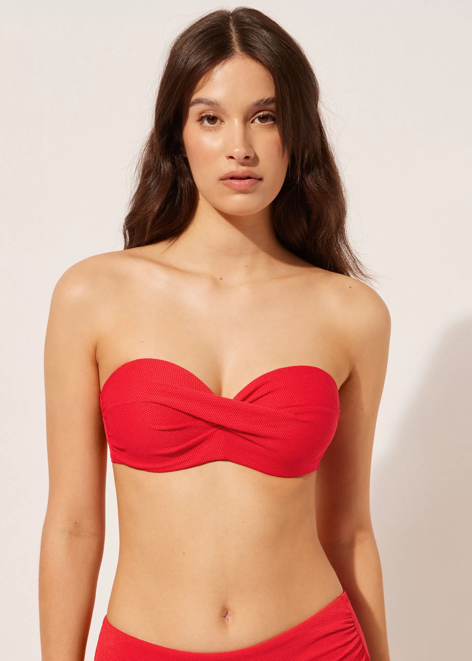 Bikini | Tops Bikini-Calzedonia Bandeau Relleno Ligero Bikini Classic Piquet Piquéredpassion