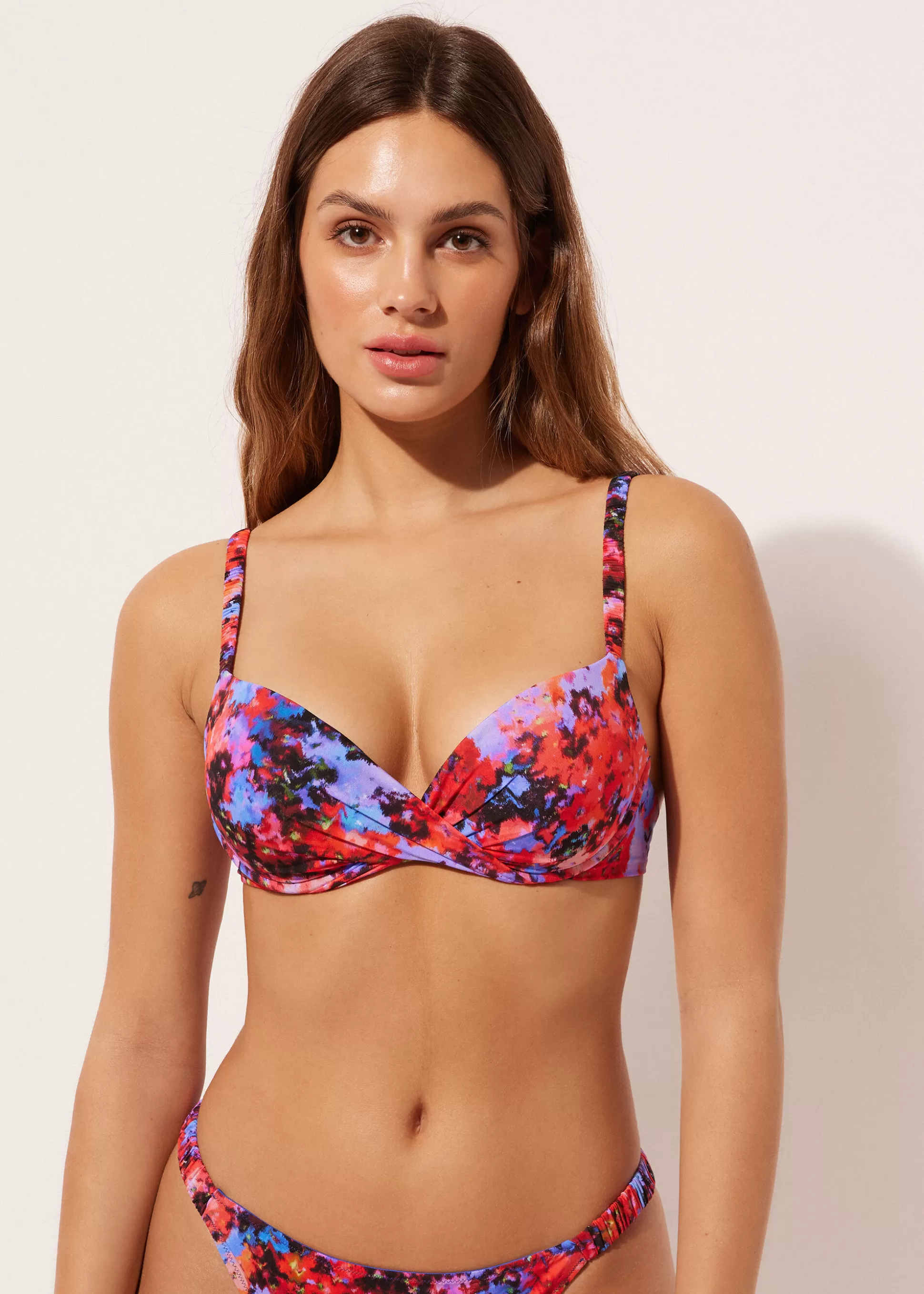 Bikini | Tops Bikini-Calzedonia Bikini Super Push-up Relleno Blurred Flowers Estampadofloraldifuminado