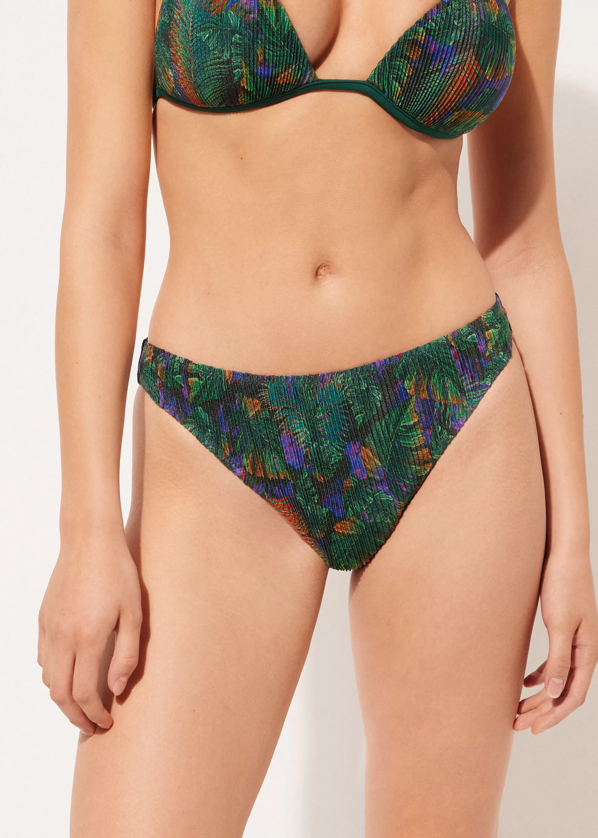 Bikini | Braguitas Bikini-Calzedonia Braguita Clásica Bikini Night Foliage Estampadofollajeoscuroplisado