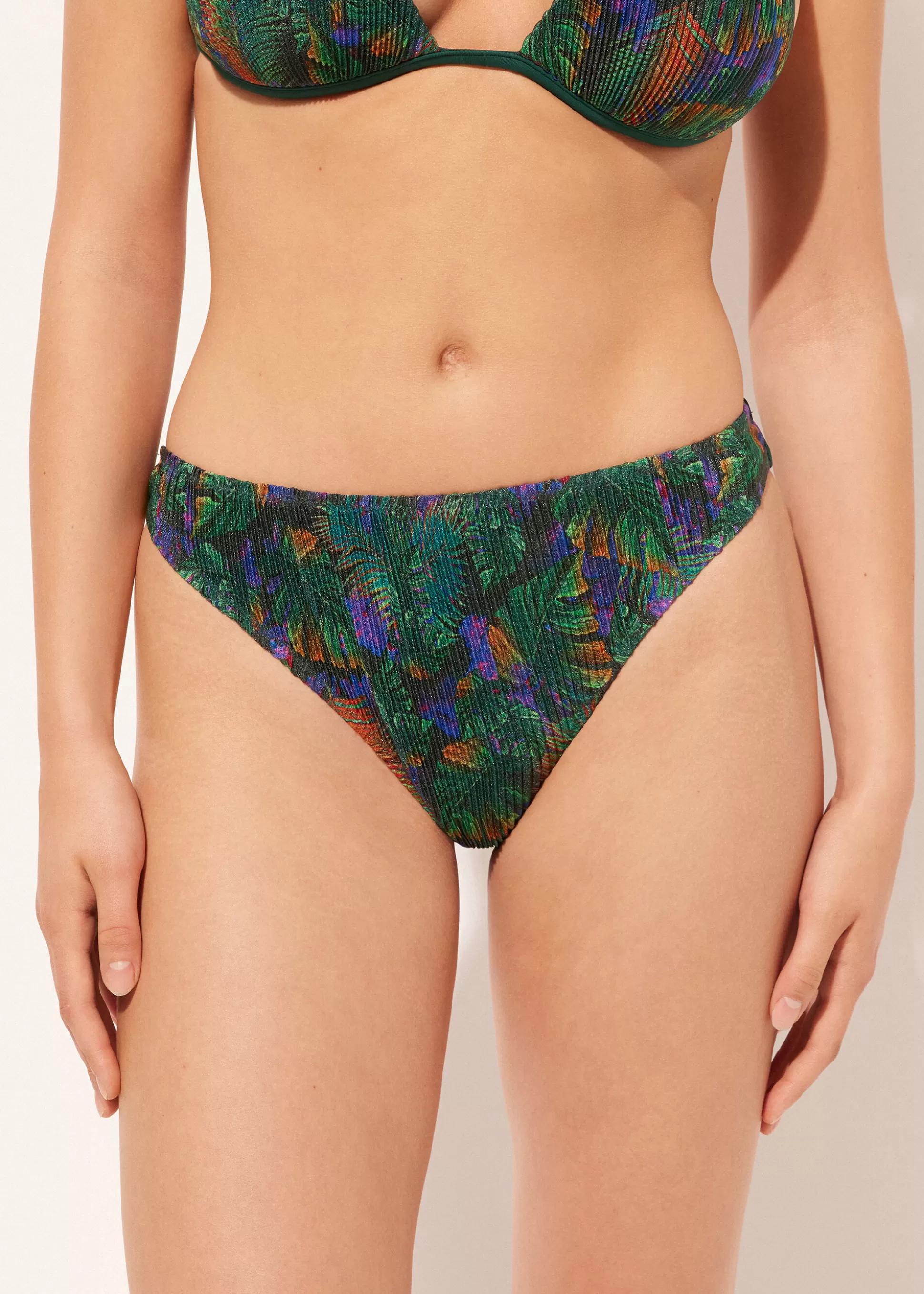 Bikini | Braguitas Bikini-Calzedonia Braguita Clásica Bikini Night Foliage Estampadofollajeoscuroplisado