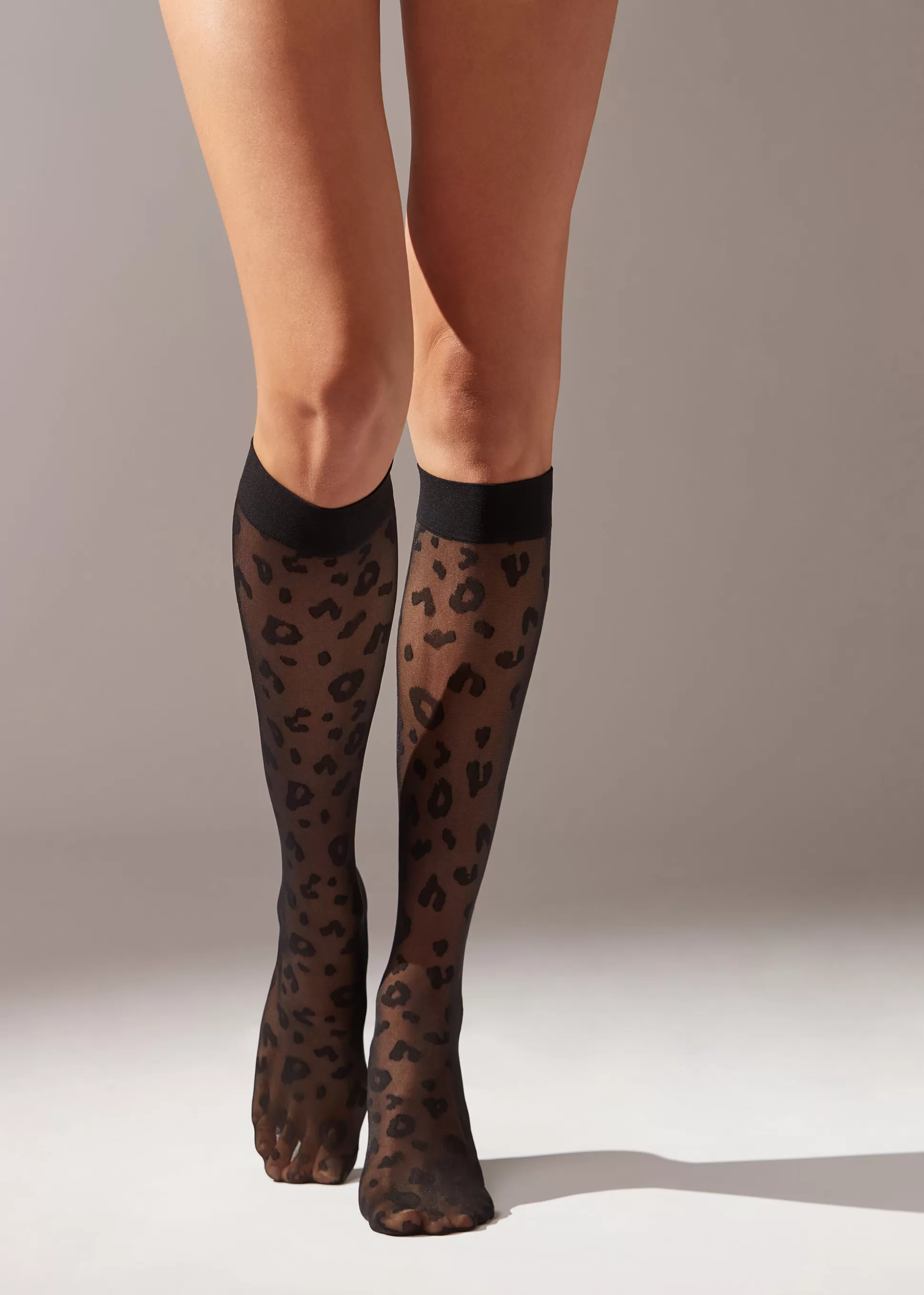 Medias Hasta La Rodilla | Calcetines Largos-Calzedonia Calcetin Lycra Animal Print Animaliernegro