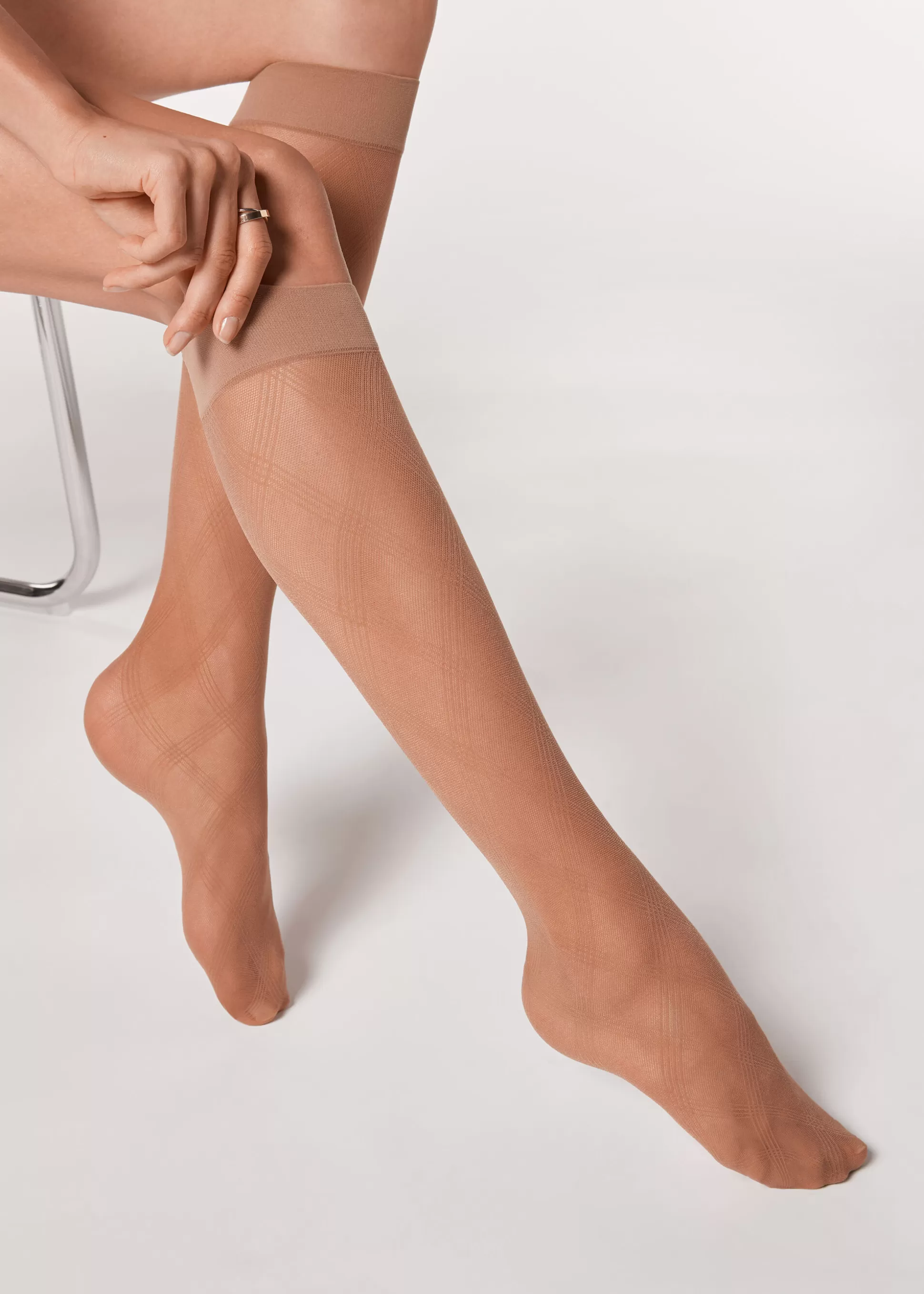 Medias Hasta La Rodilla | Calcetines Largos-Calzedonia Calcetin Lycra Efecto Red Nuderomboseco