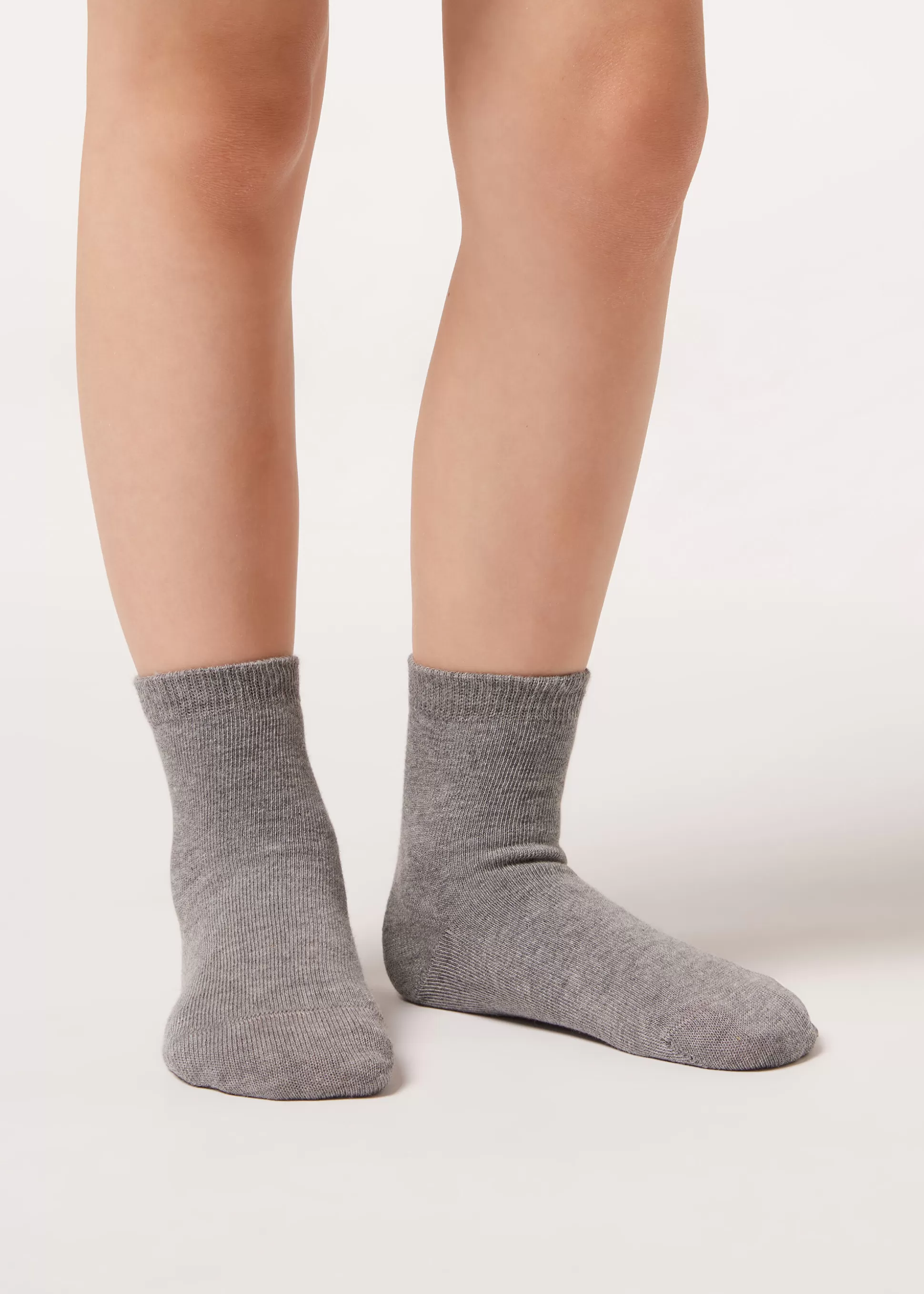 Calcetines Cortos | Calcetines Cortos-Calzedonia Calcetines Algodón Para Niños Grigiomelange