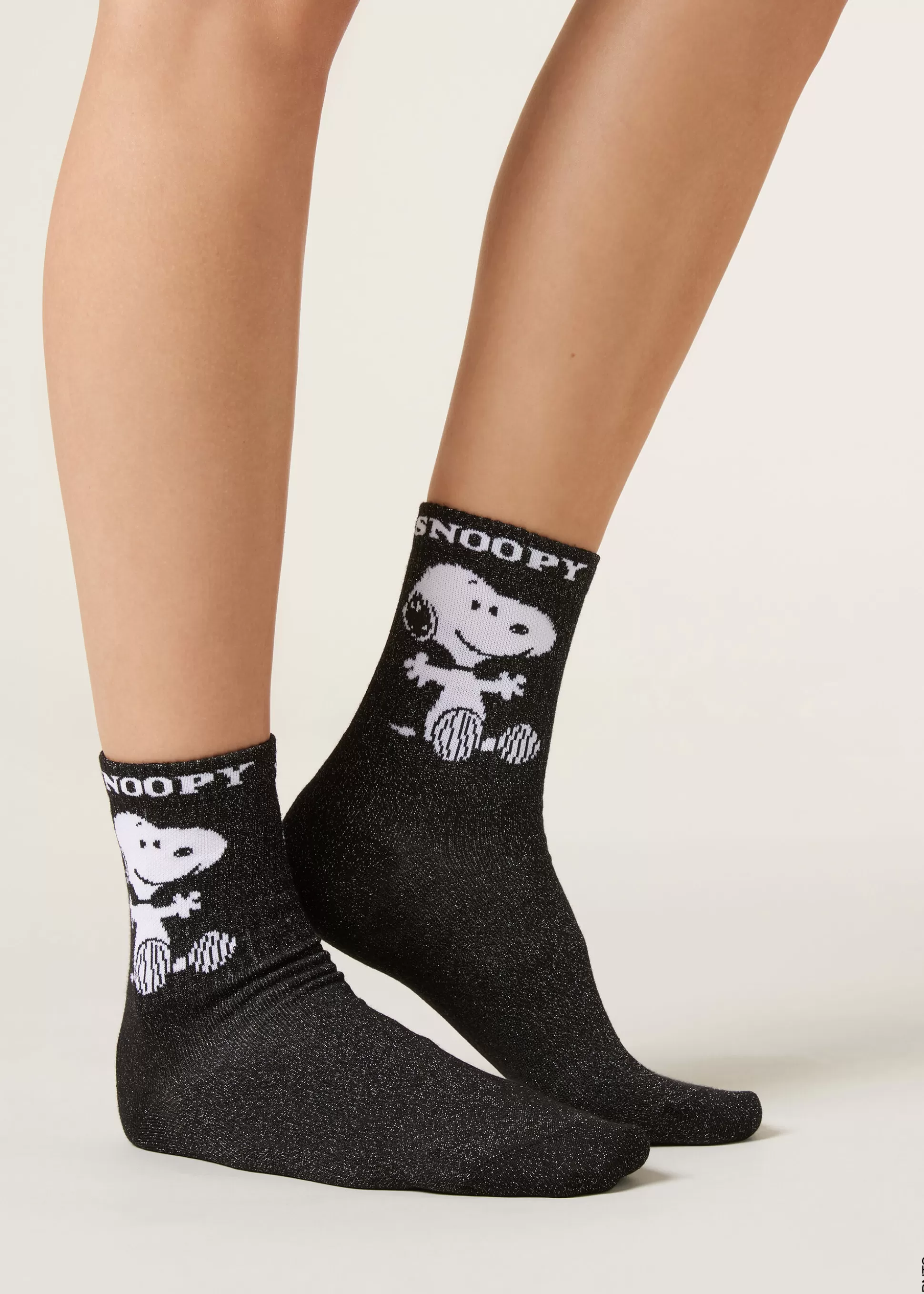 Calcetines Cortos-Calzedonia Calcetines Algodón Snoopy Con Glitter Neroglittersnoopypeanuts