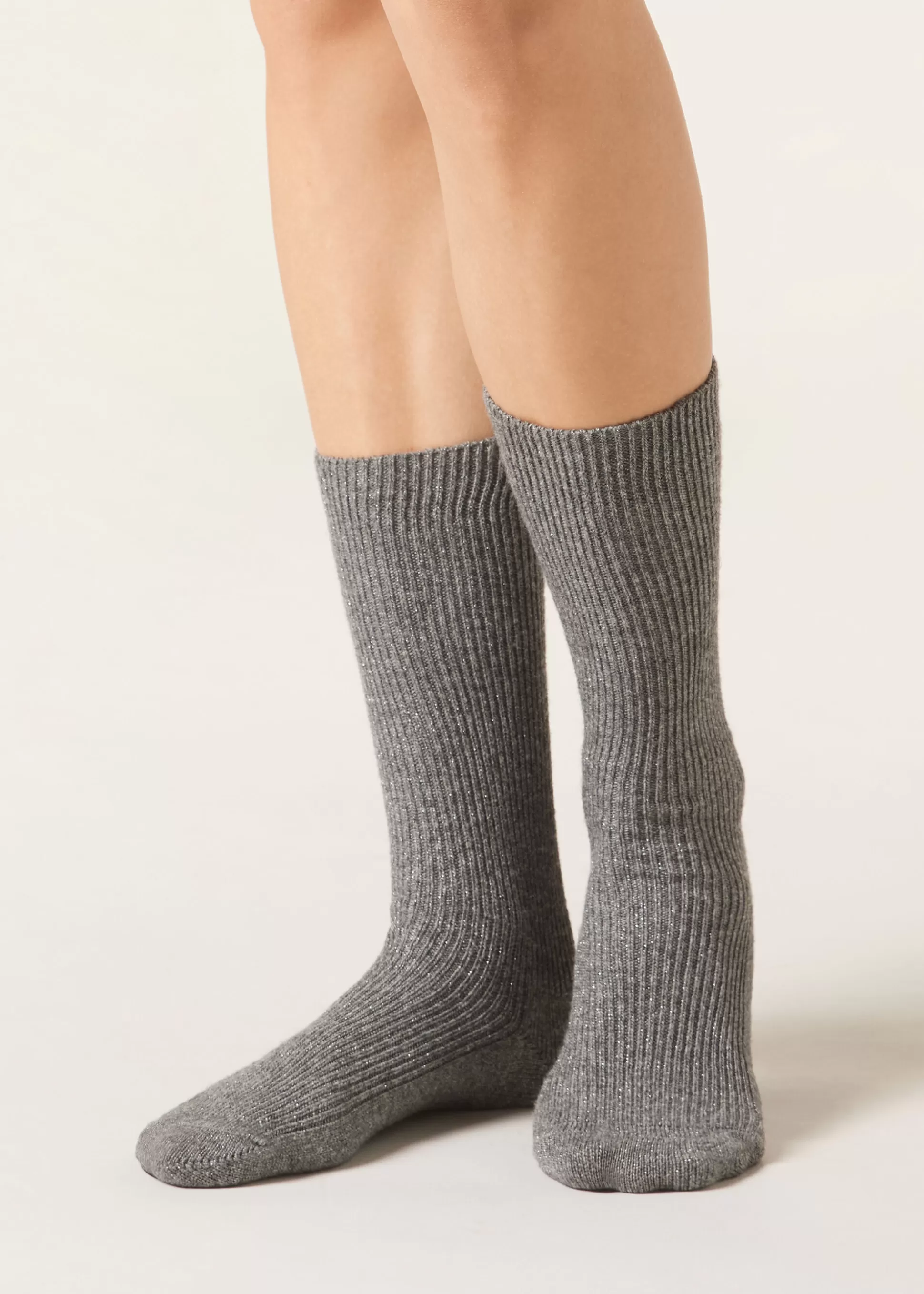 Calcetines Cortos-Calzedonia Calcetines Cashmere 3/4 Largo Grisjaspeadocachemira