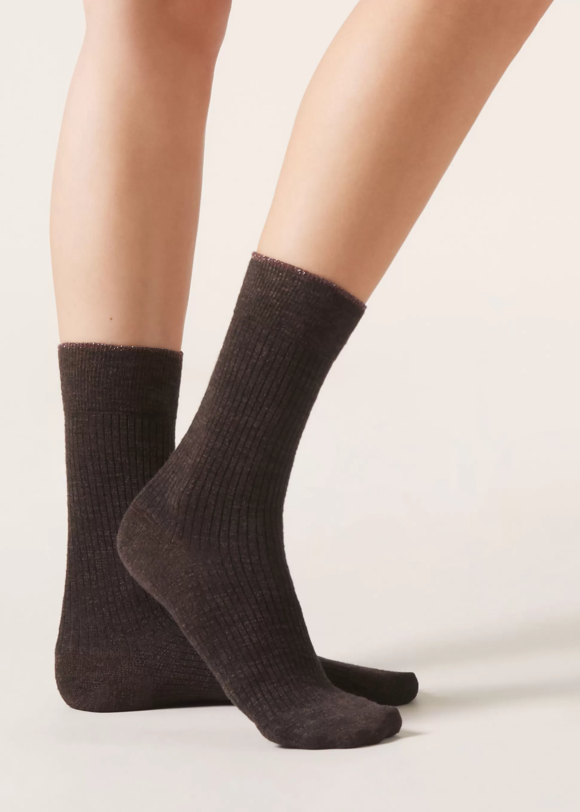 Calcetines Cortos-Calzedonia Calcetines Cashmere Canalé Marróncachemira