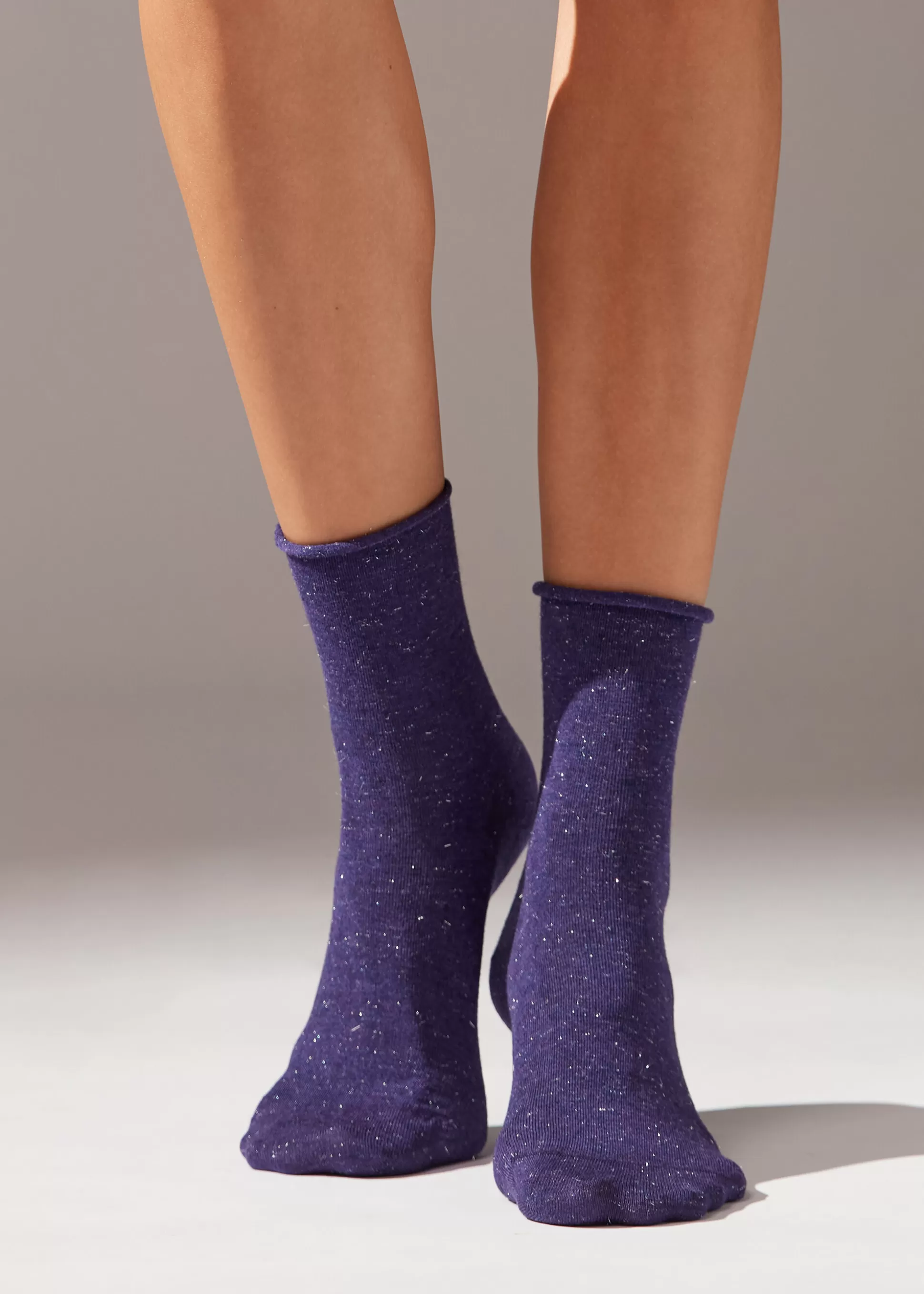 Calcetines Cortos-Calzedonia Calcetines Cashmere  Con Glitter Moradocachemira