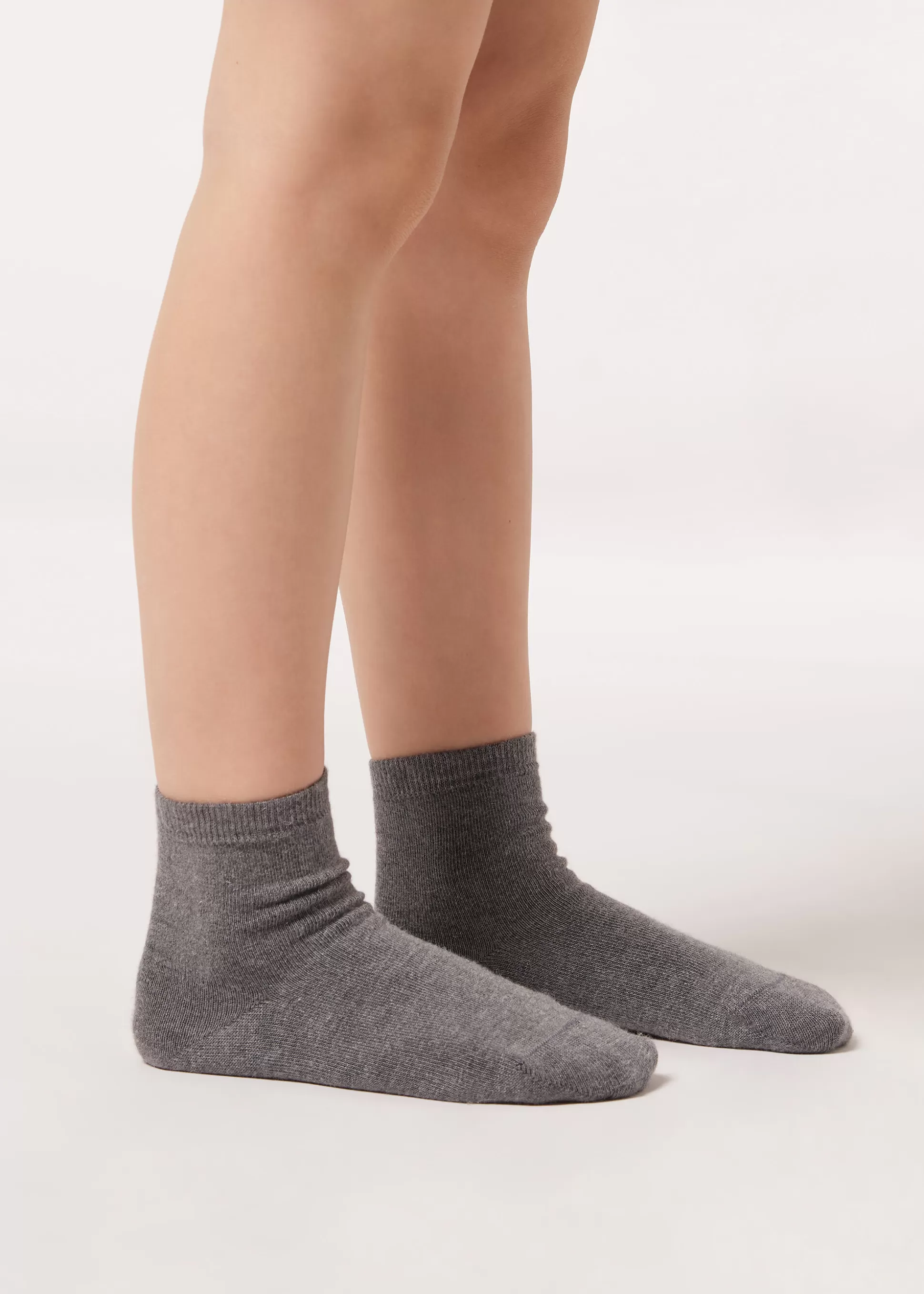 Calcetines Cortos | Calcetines Cortos-Calzedonia Calcetines Con Cashmere De Niño Grismediojaspeado