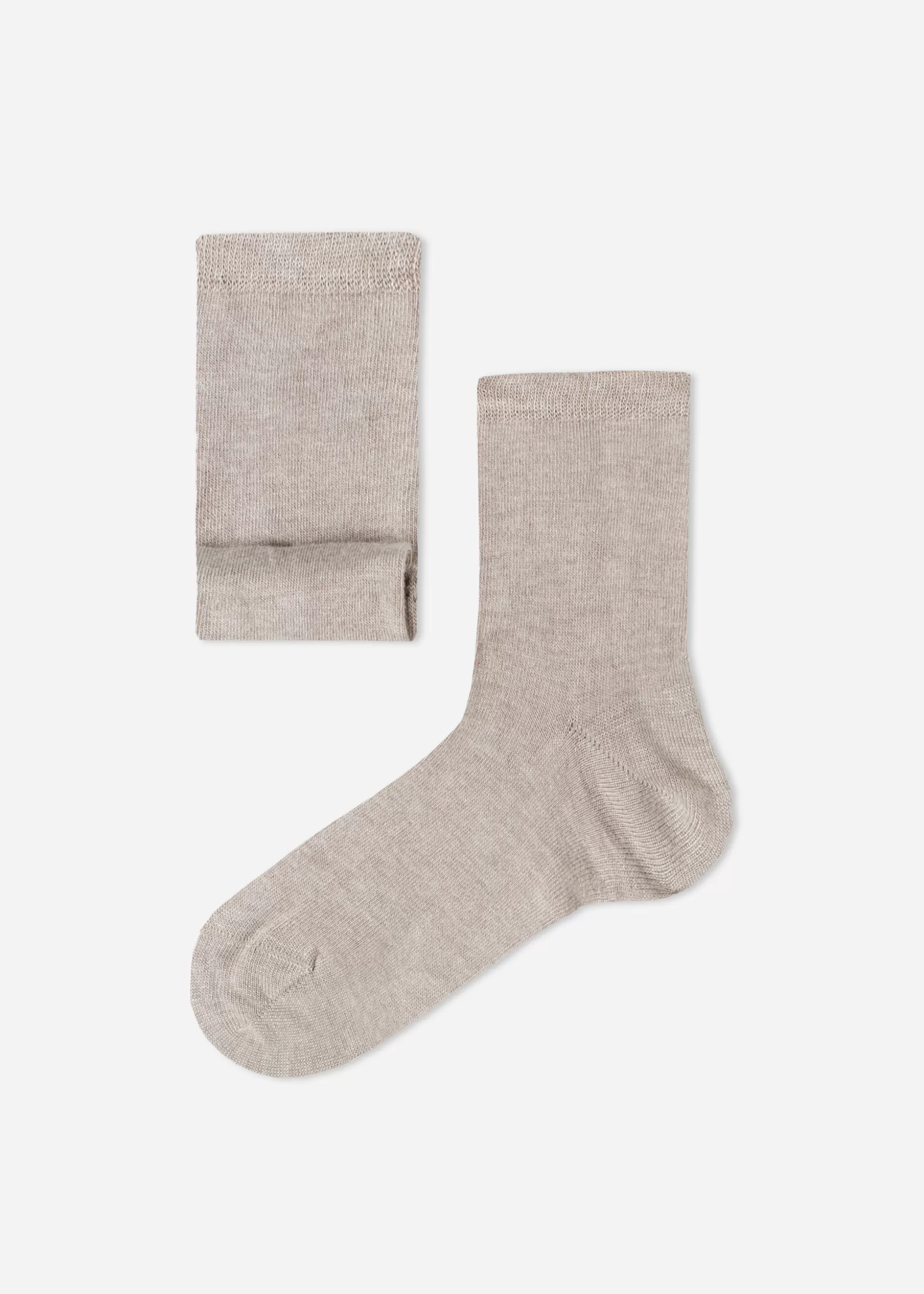 Calcetines Cortos | Calcetines Cortos-Calzedonia Calcetines Con Cashmere De Niño Naturalarenajaspeado