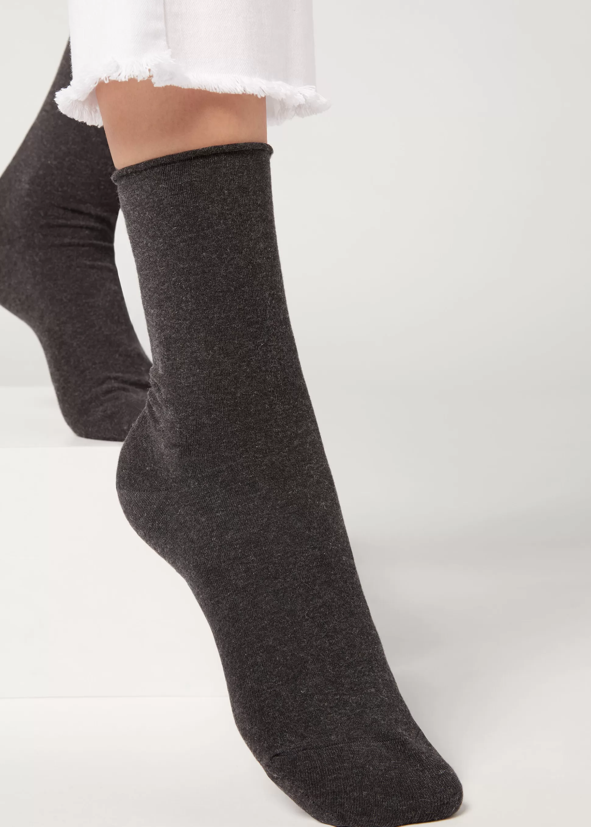 Calcetines Cortos-Calzedonia Calcetines Cortos de Cashmere Mezcladegrisantracita