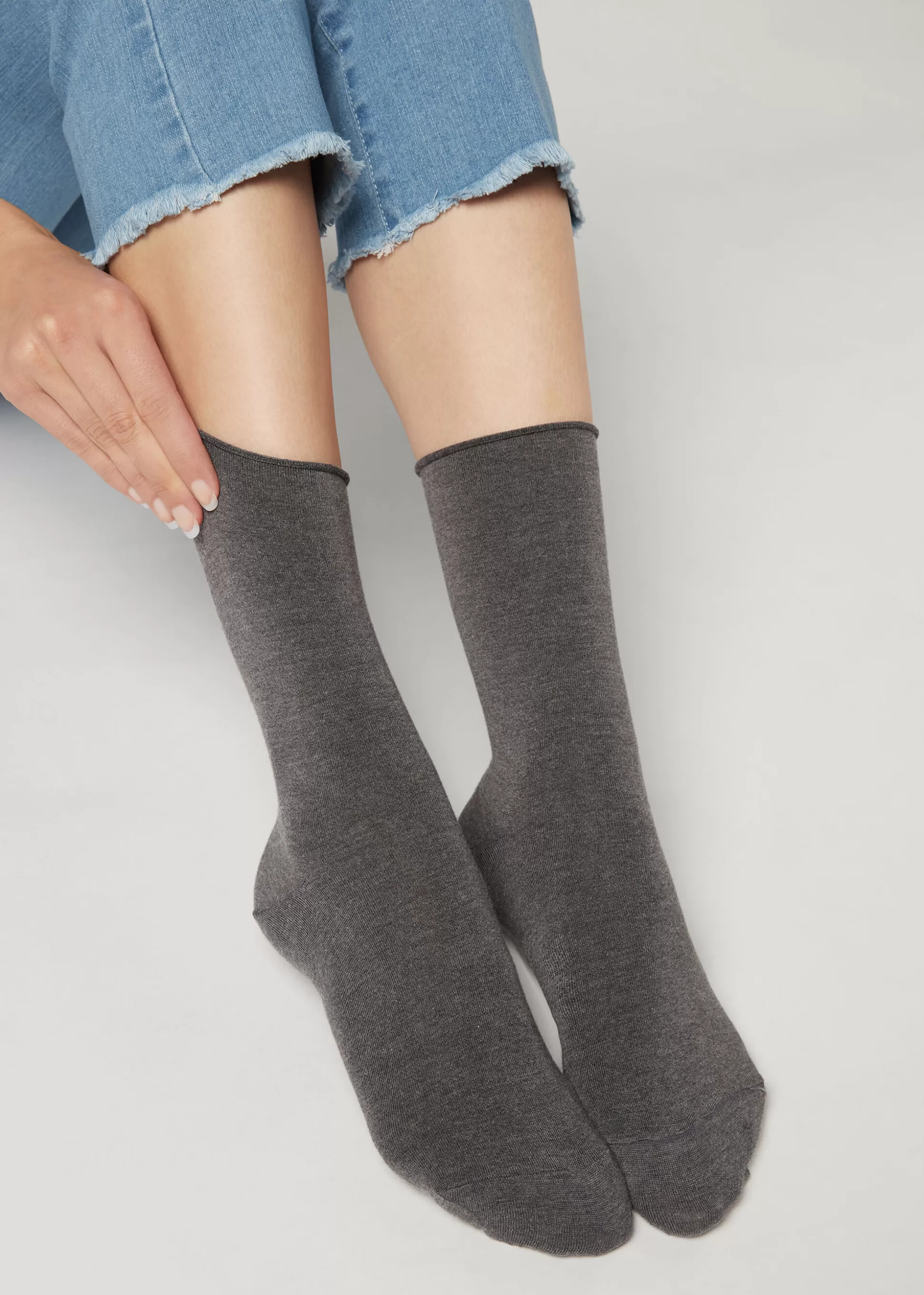 Calcetines Cortos-Calzedonia Calcetines Cortos de Cashmere Grismediojaspeado