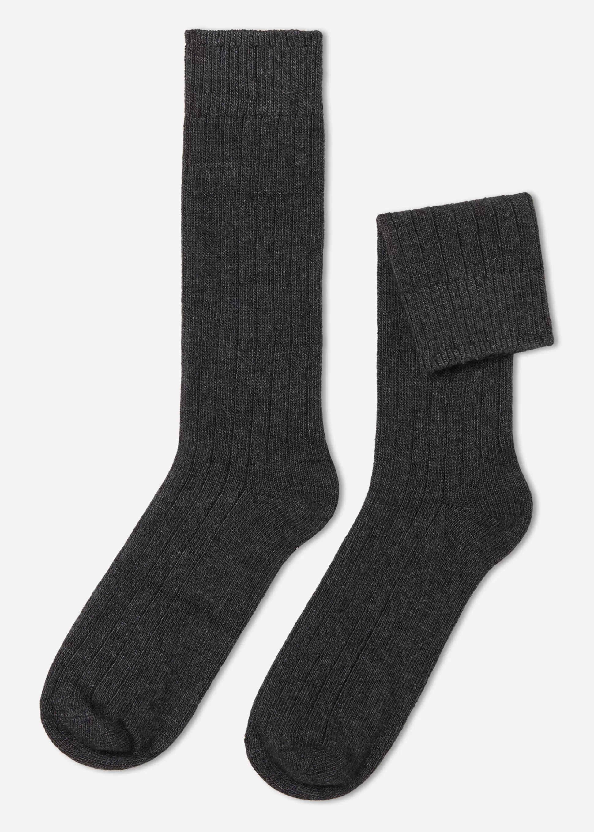 Calcetines Cortos-Calzedonia Calcetines de Canalé de Hombre con Lana y Cashmere Mezcladegrisantracita