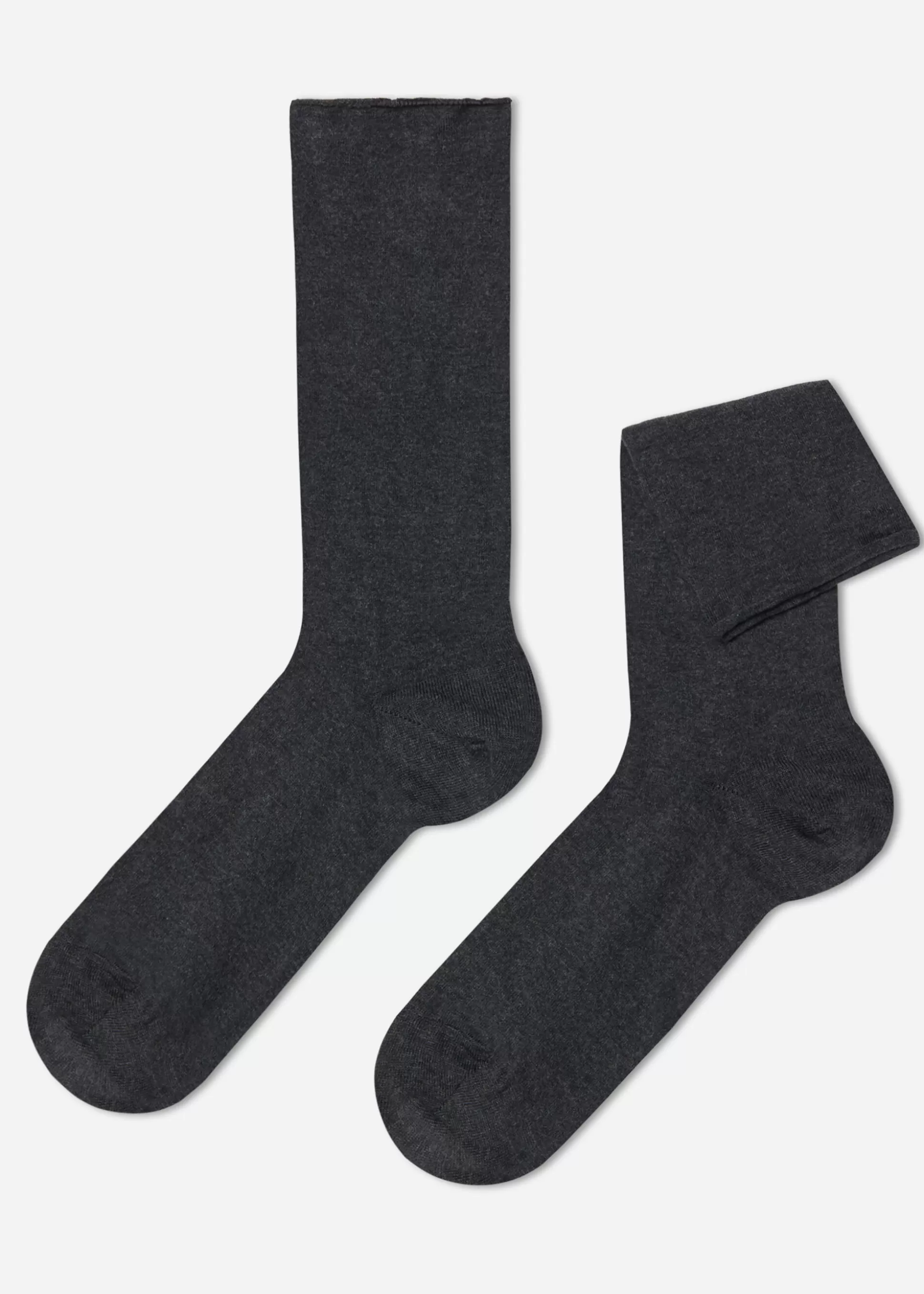 Calcetines Cortos-Calzedonia Calcetines de Hombre Sin Puño En Algodón Grigioantracitemelange