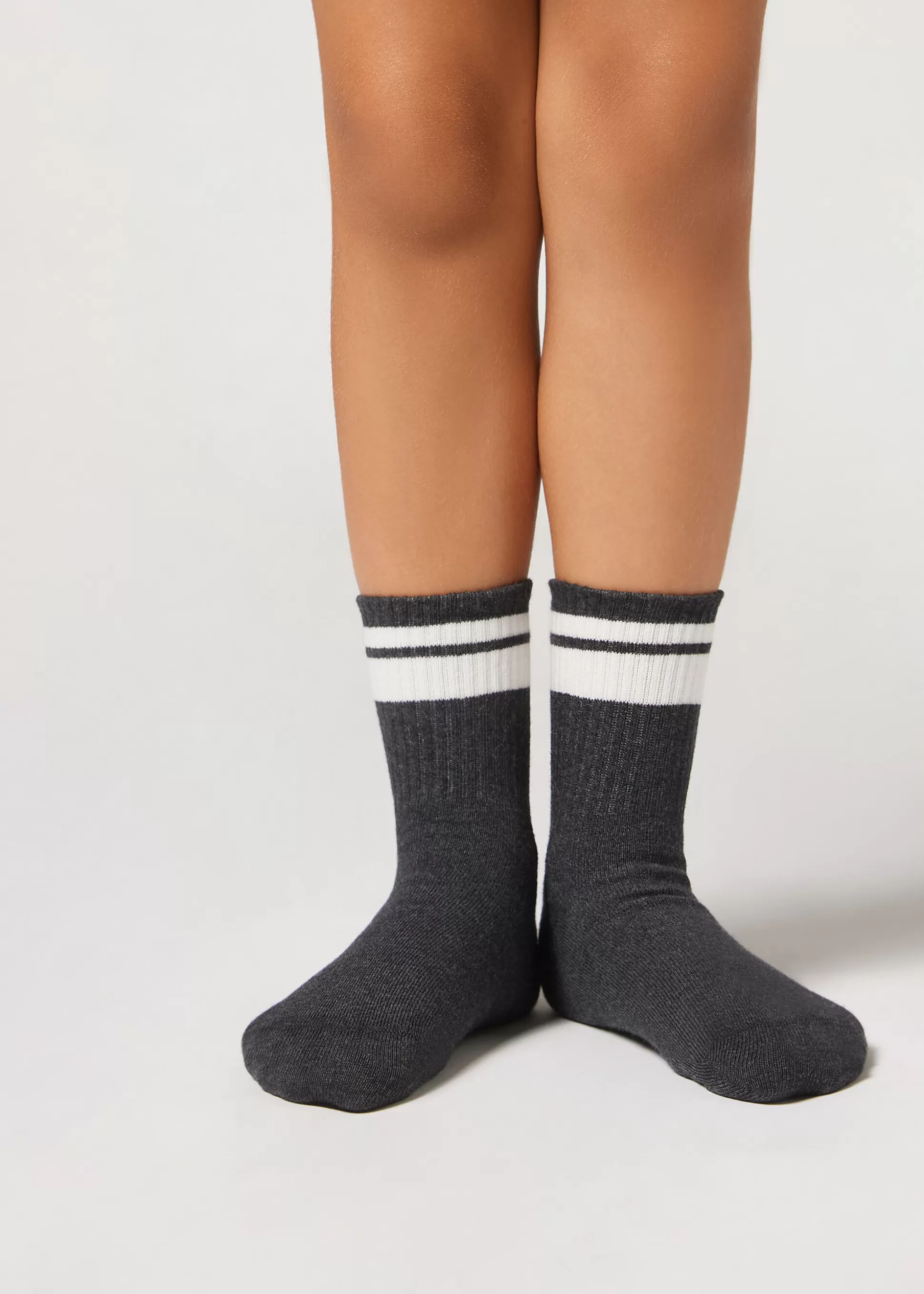 Calcetines Cortos | Calcetines Cortos-Calzedonia Calcetines Deporte Niños Grigioantracitebande