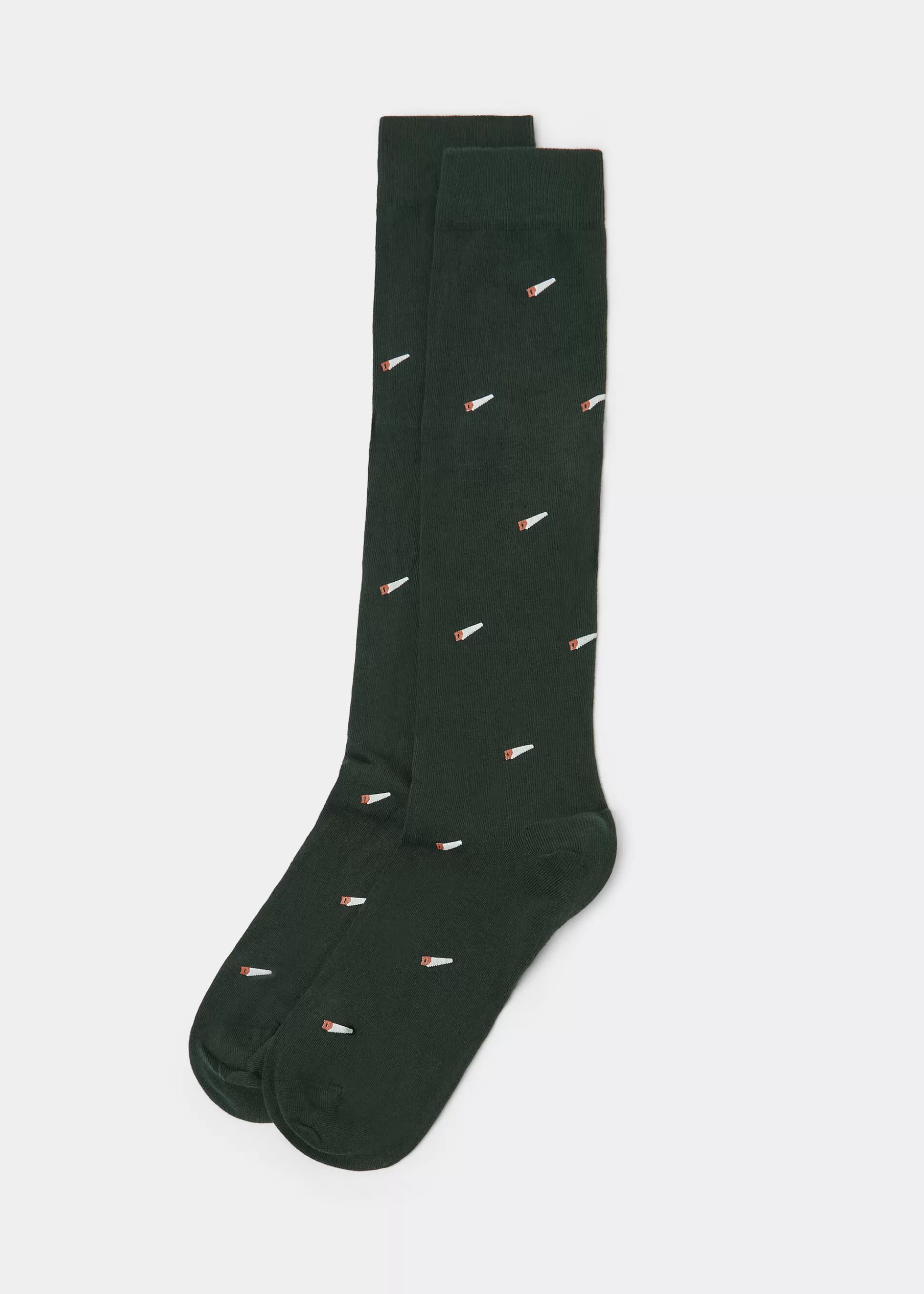 Calcetines Largos-Calzedonia Calcetines Estampado Integral Hombre Verdescurostampasega