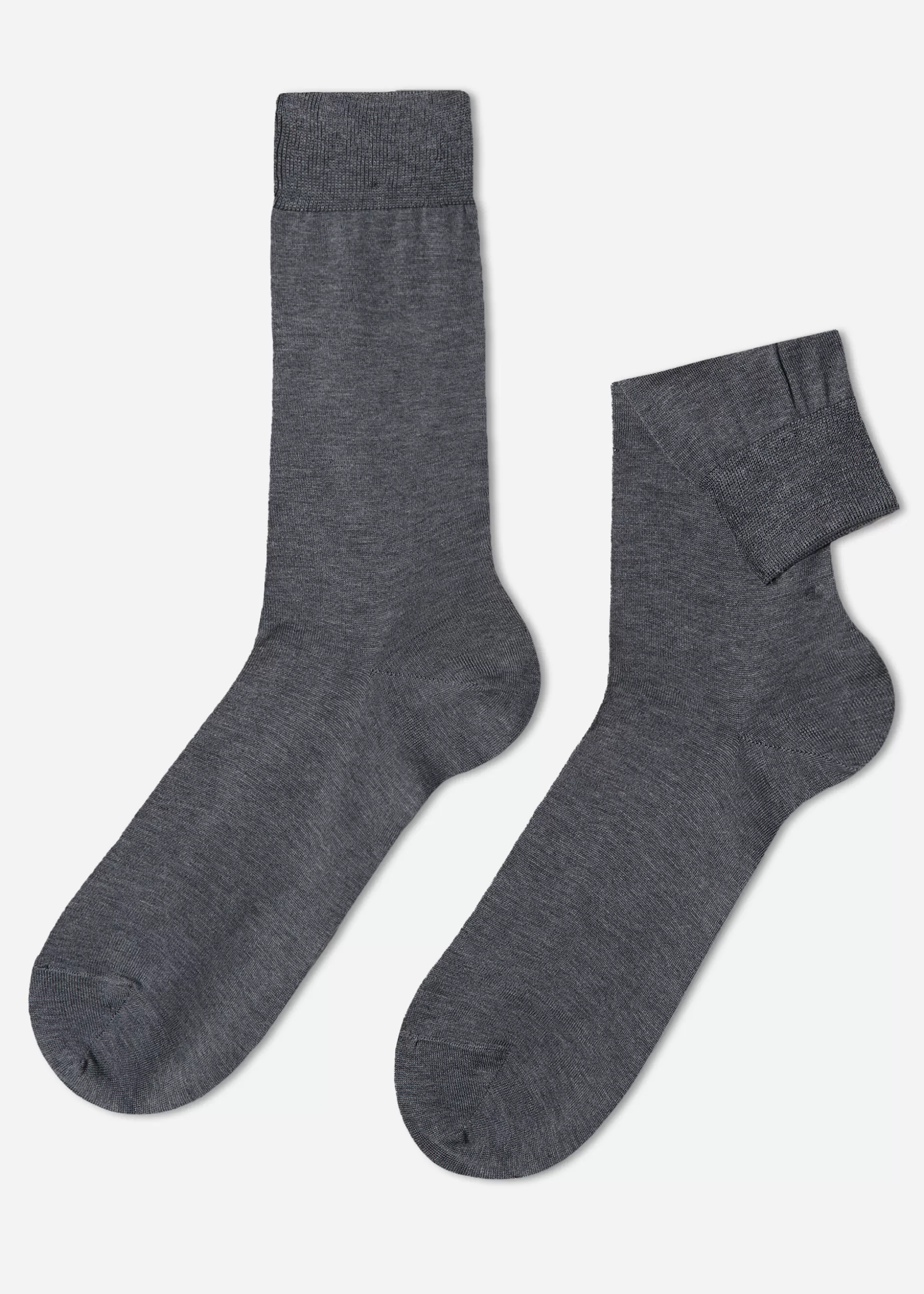 Calcetines Cortos-Calzedonia Calcetines Hombre con Hilo de Escócia Grismediojaspeado