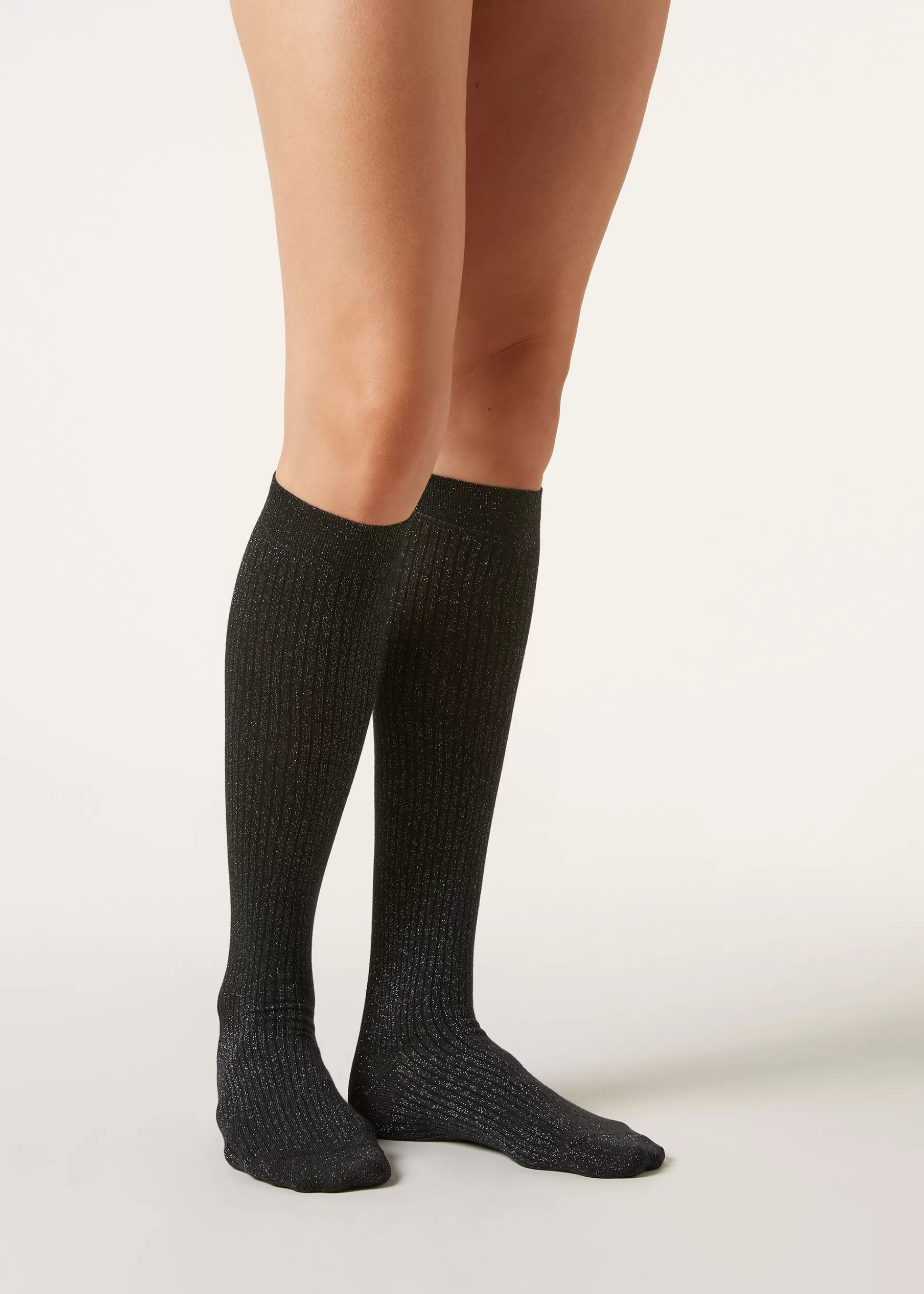 Calcetines Largos-Calzedonia Calcetines Largos Cashmere Canalé Neroantracite