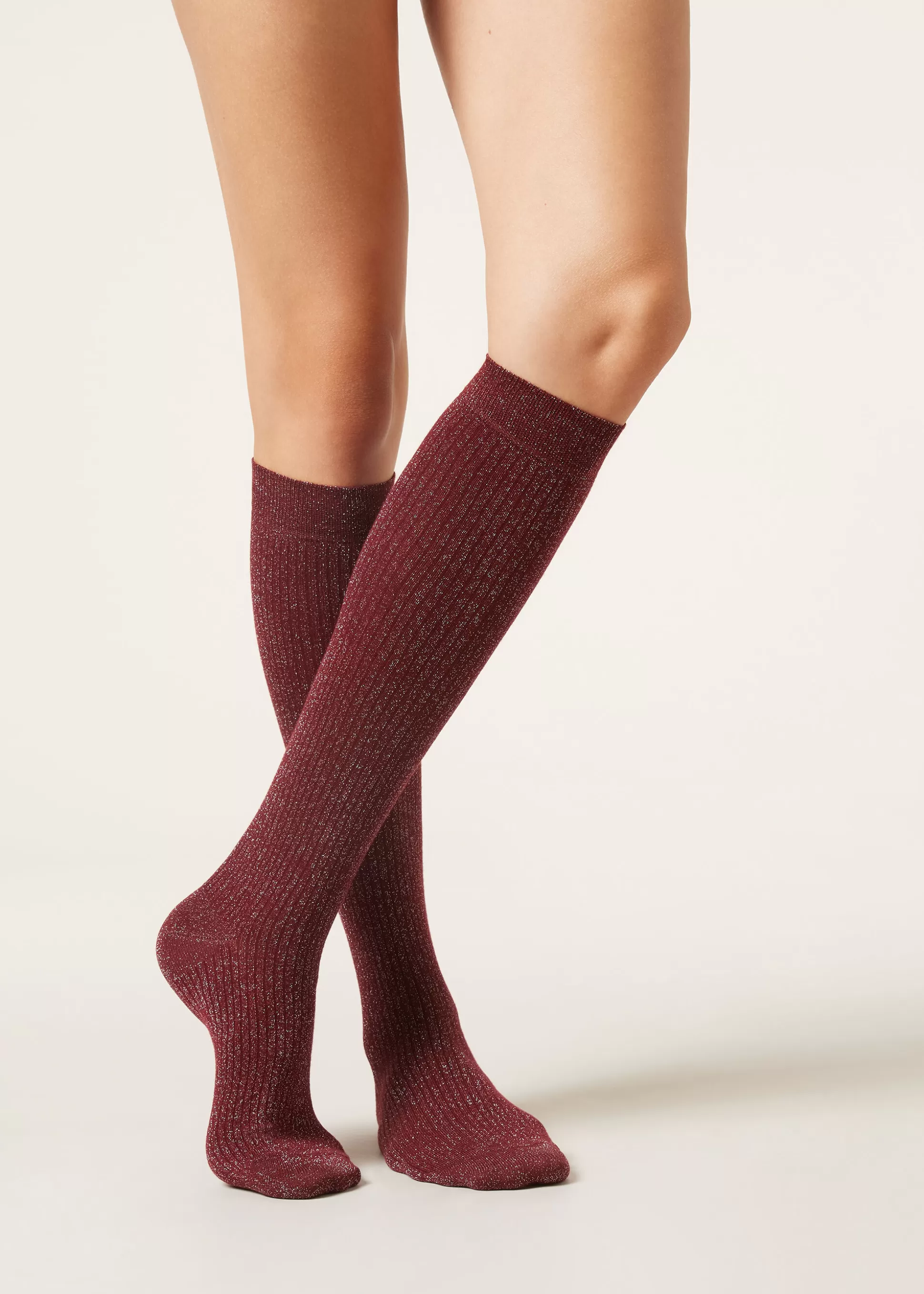 Calcetines Largos-Calzedonia Calcetines Largos Cashmere Canalé Rossoscurointenso