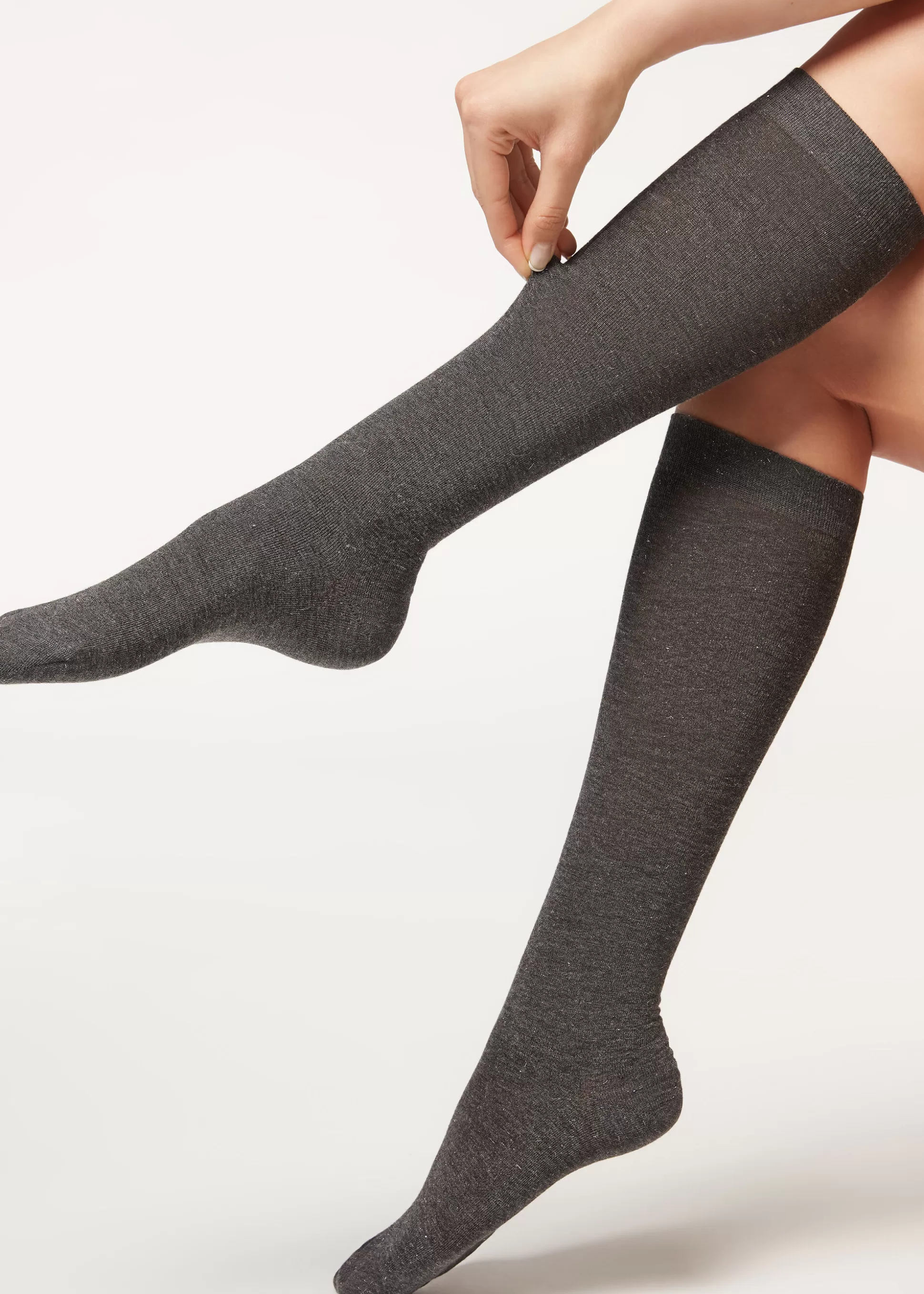 Calcetines Largos-Calzedonia Calcetines Largos Cashmere Con Glitter Grisconglitterycachemir