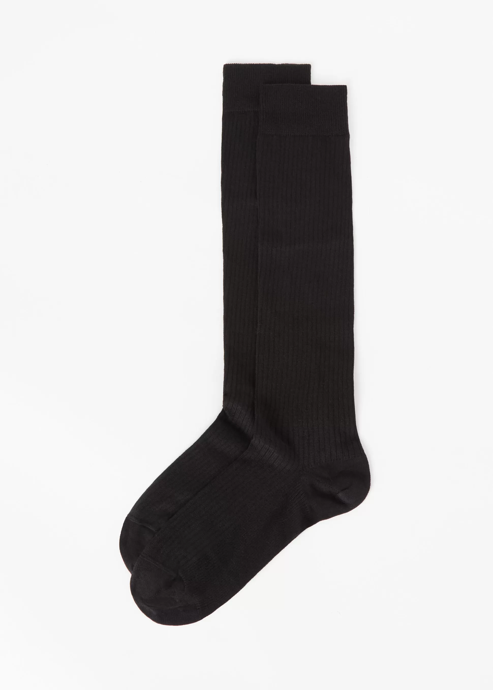 Calcetines Largos-Calzedonia Calcetines Largos de Canalé para Hombre Negrodecanalé