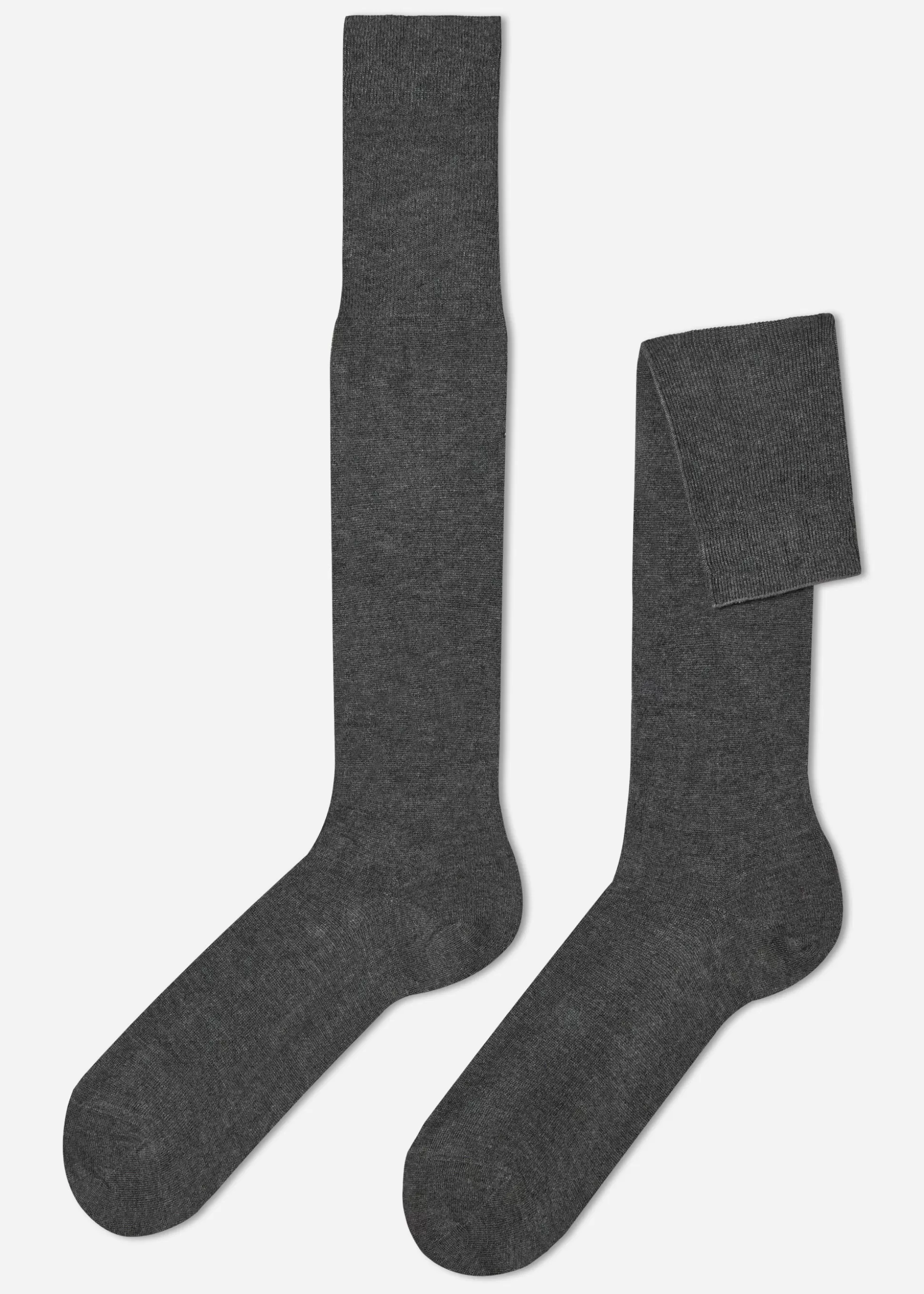 Calcetines Largos-Calzedonia Calcetines Largos de Hombre con Cashmere Grismediojaspeado