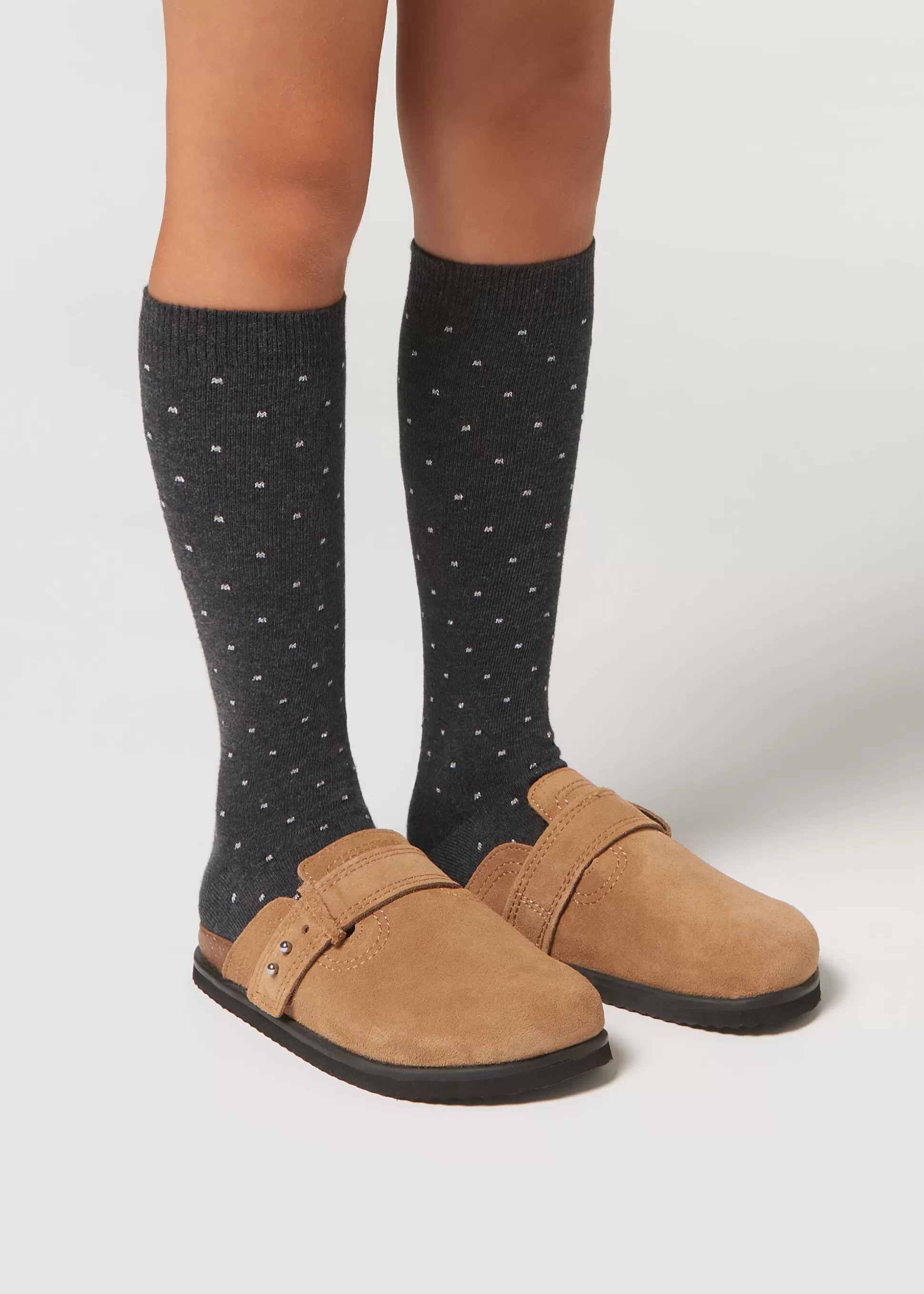 Calcetines Largos | Calcetines Largos-Calzedonia Calcetines Largos Topos Purpurina Niños Grigioantracitepois