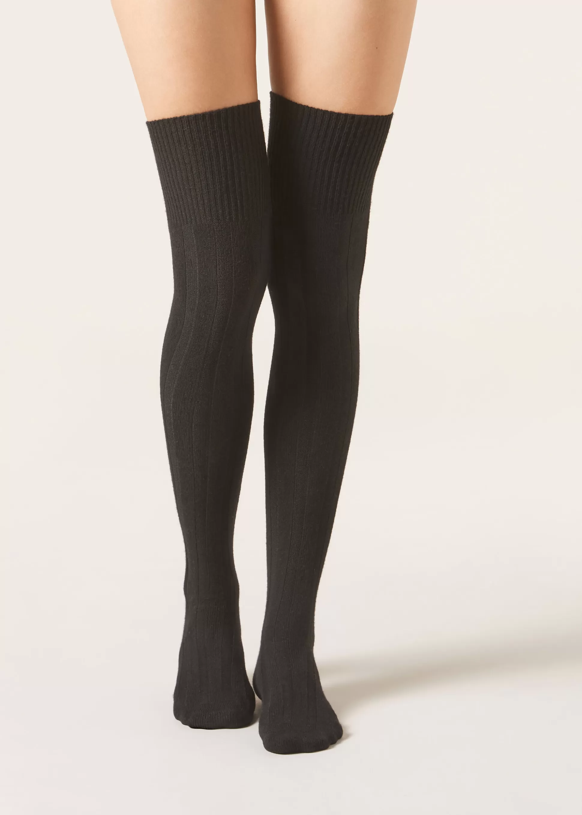 Calcetines Por Encima De La Rodilla-Calzedonia Calcetines Por Encima De La Rodilla Lana Espiga Negrocanal�cachemira