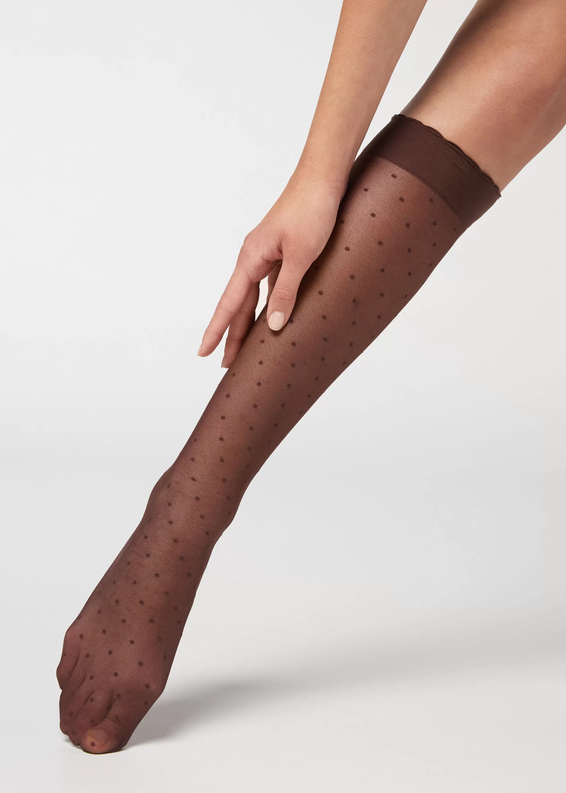 Medias Hasta La Rodilla | Calcetines Largos-Calzedonia Calcetín Ejecutivo Media Estampado Por La Rodilla Negroconestampadodetoposmarronesoscurooro