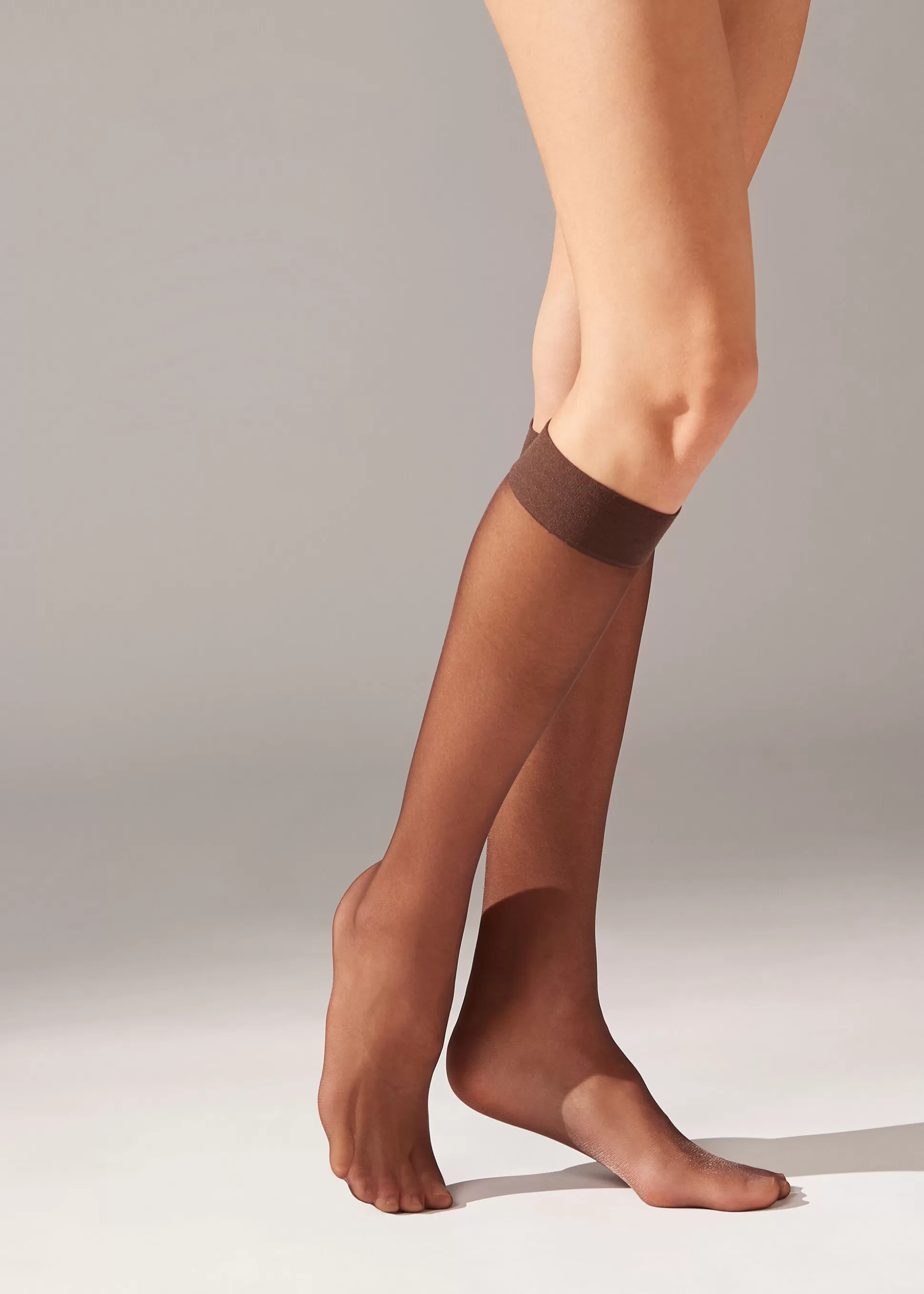 Medias Hasta La Rodilla | Calcetines Largos-Calzedonia Ejecutivos 20 Denier con Puño Cómodos Nude11-moka