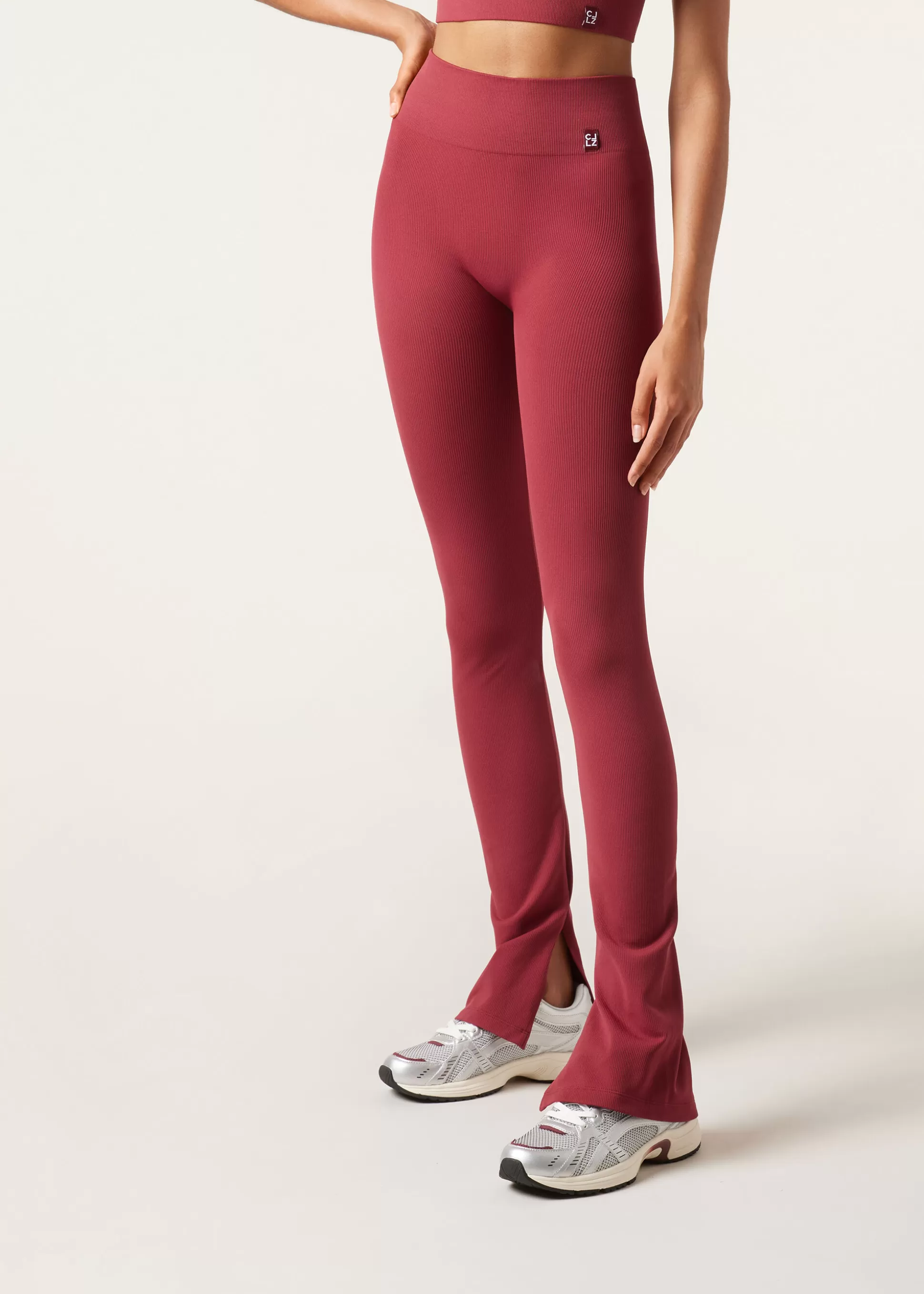 Leggings Leggings | Pantalones-Calzedonia Legging Flare Deportivo Con Abertura Inferior Rojooscuro