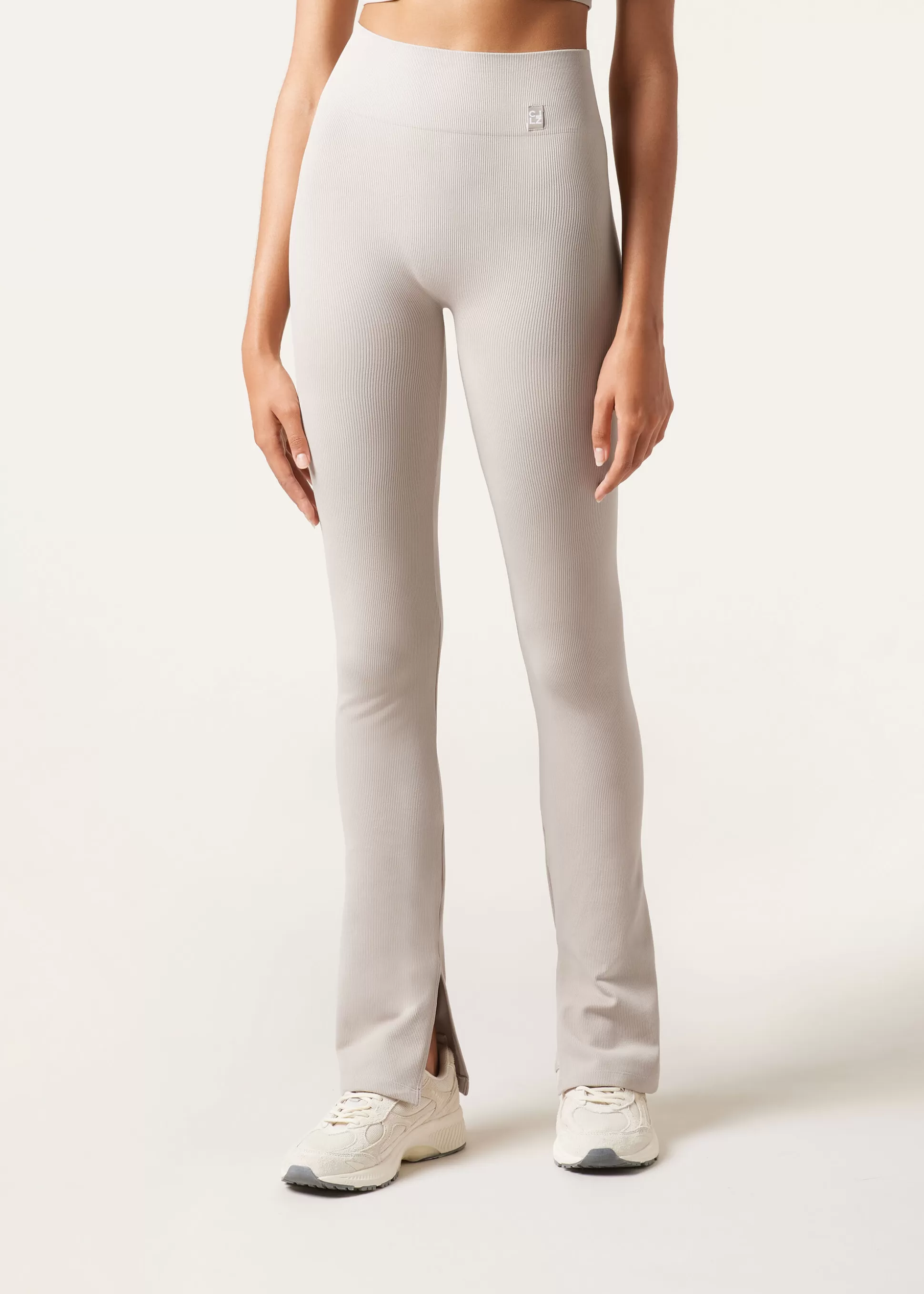 Leggings Leggings | Pantalones-Calzedonia Legging Flare Deportivo Con Abertura Inferior Grisperla