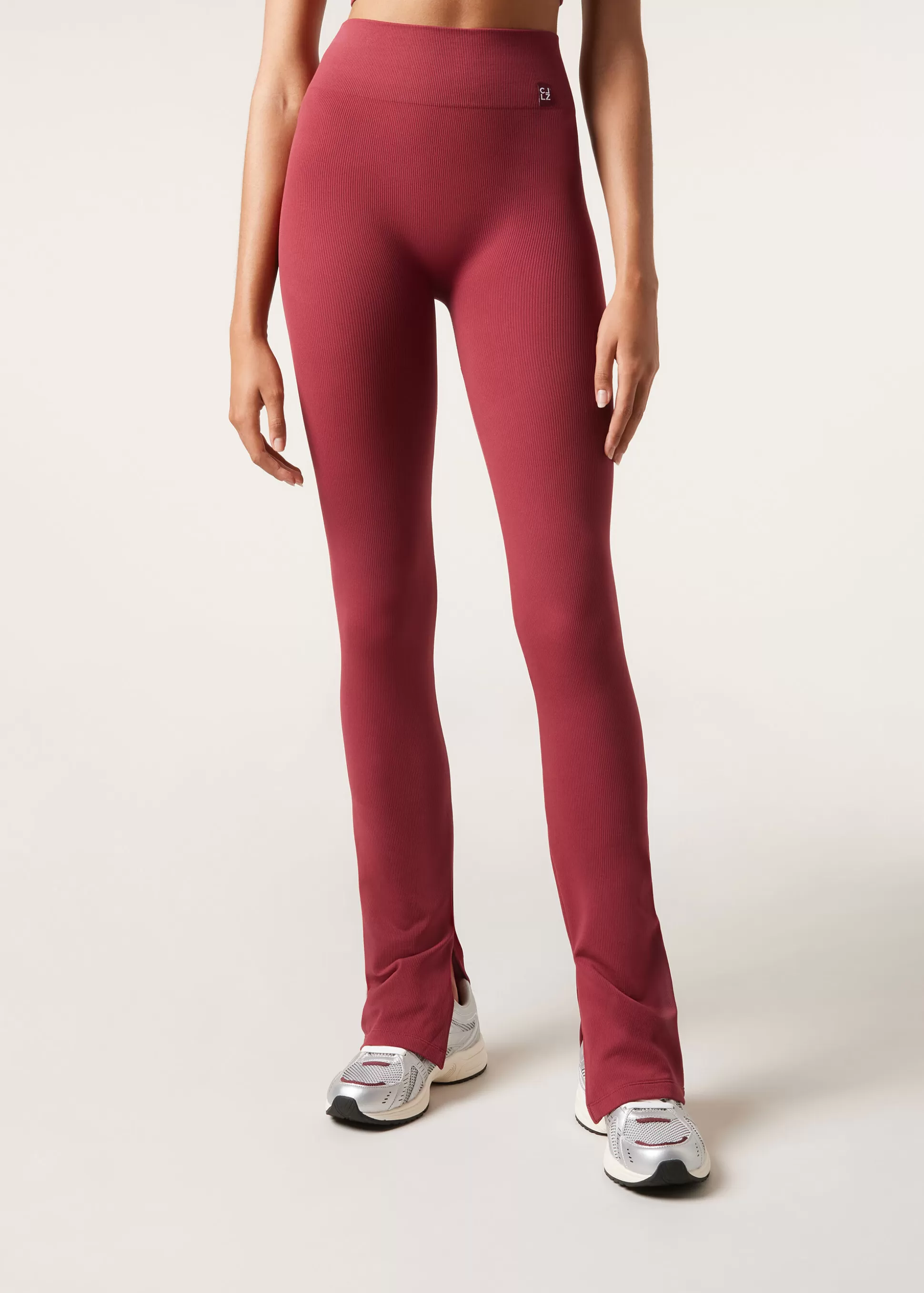 Leggings Leggings | Pantalones-Calzedonia Legging Flare Deportivo Con Abertura Inferior Rojooscuro