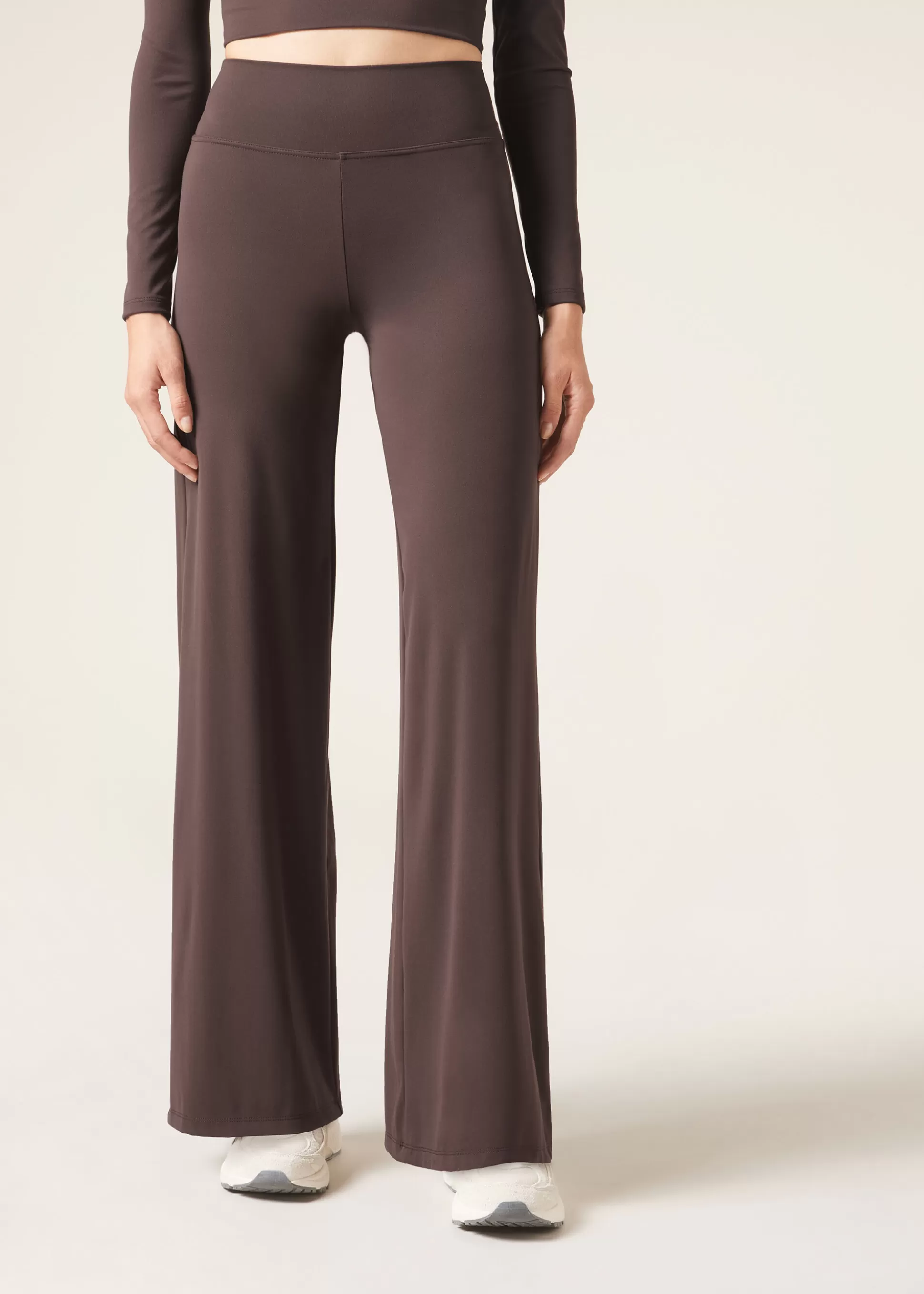 Leggings Leggings | Pantalones-Calzedonia Legging Palazo Tejido Soft Marrónoscuro