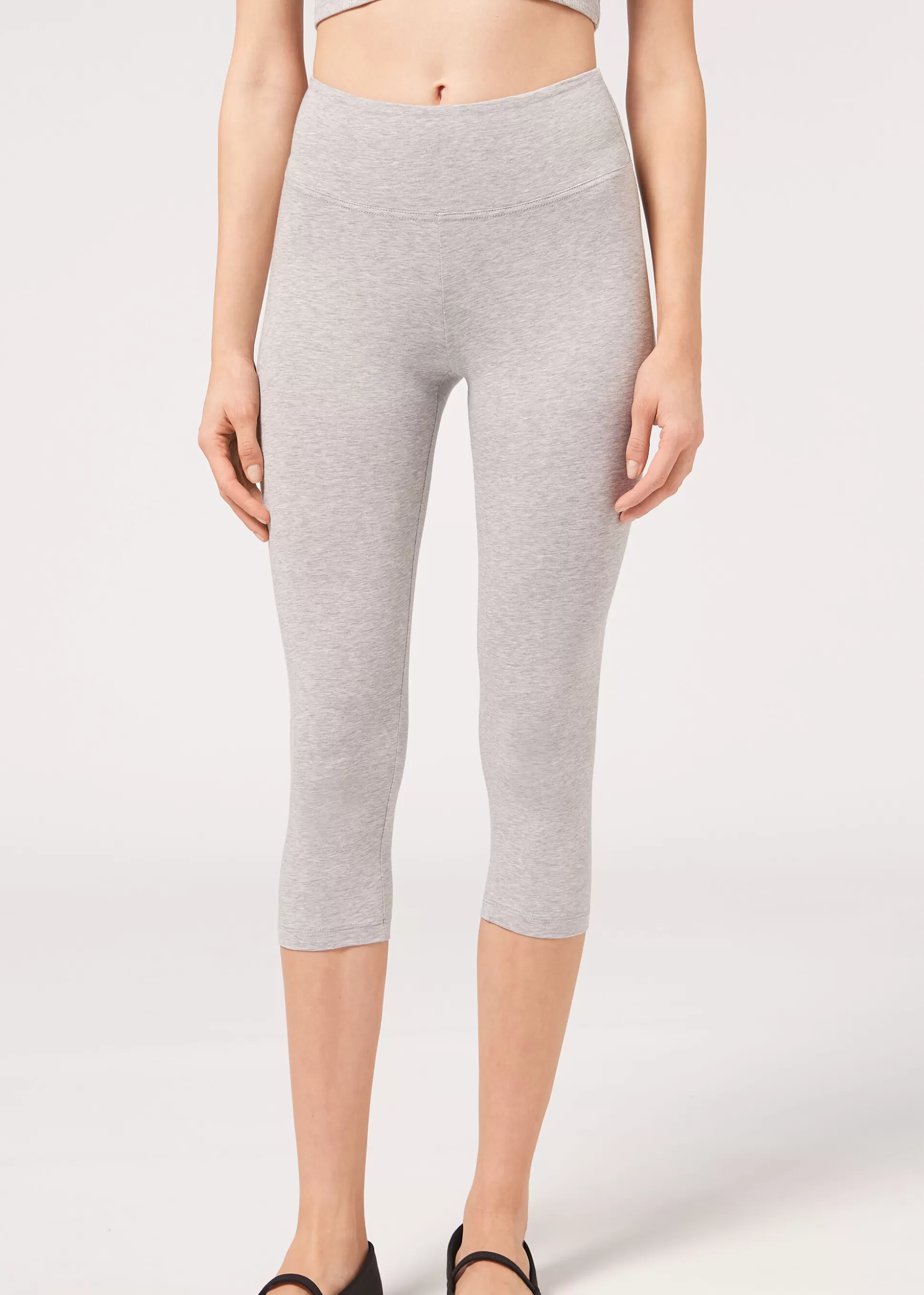 Leggings Leggings | Leggings-Calzedonia Leggings Capri De Algodón Ligero Grisclarojaspeado