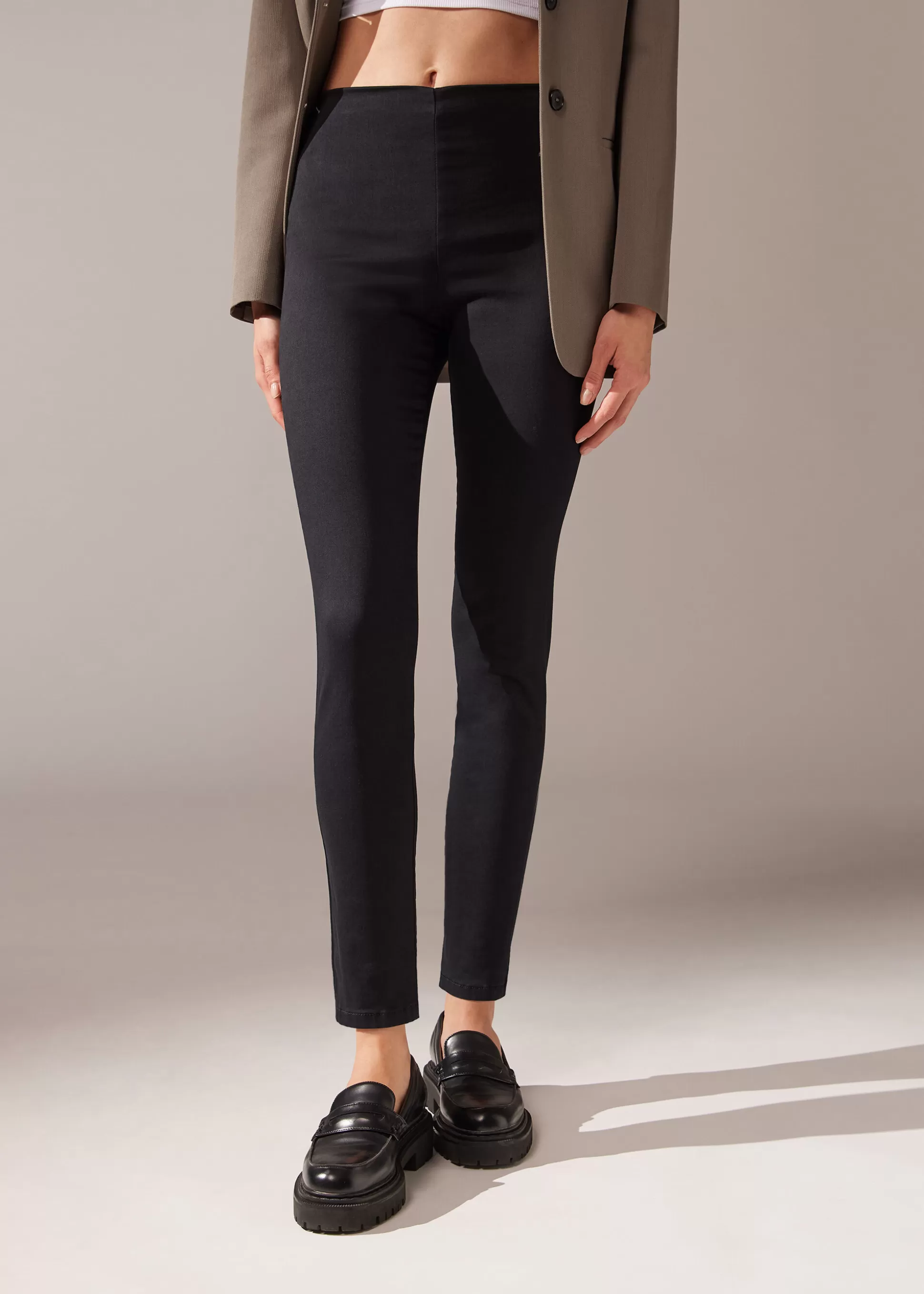 Leggings | Vaqueros-Calzedonia Leggings de Denim Skinny de Cintura Alta