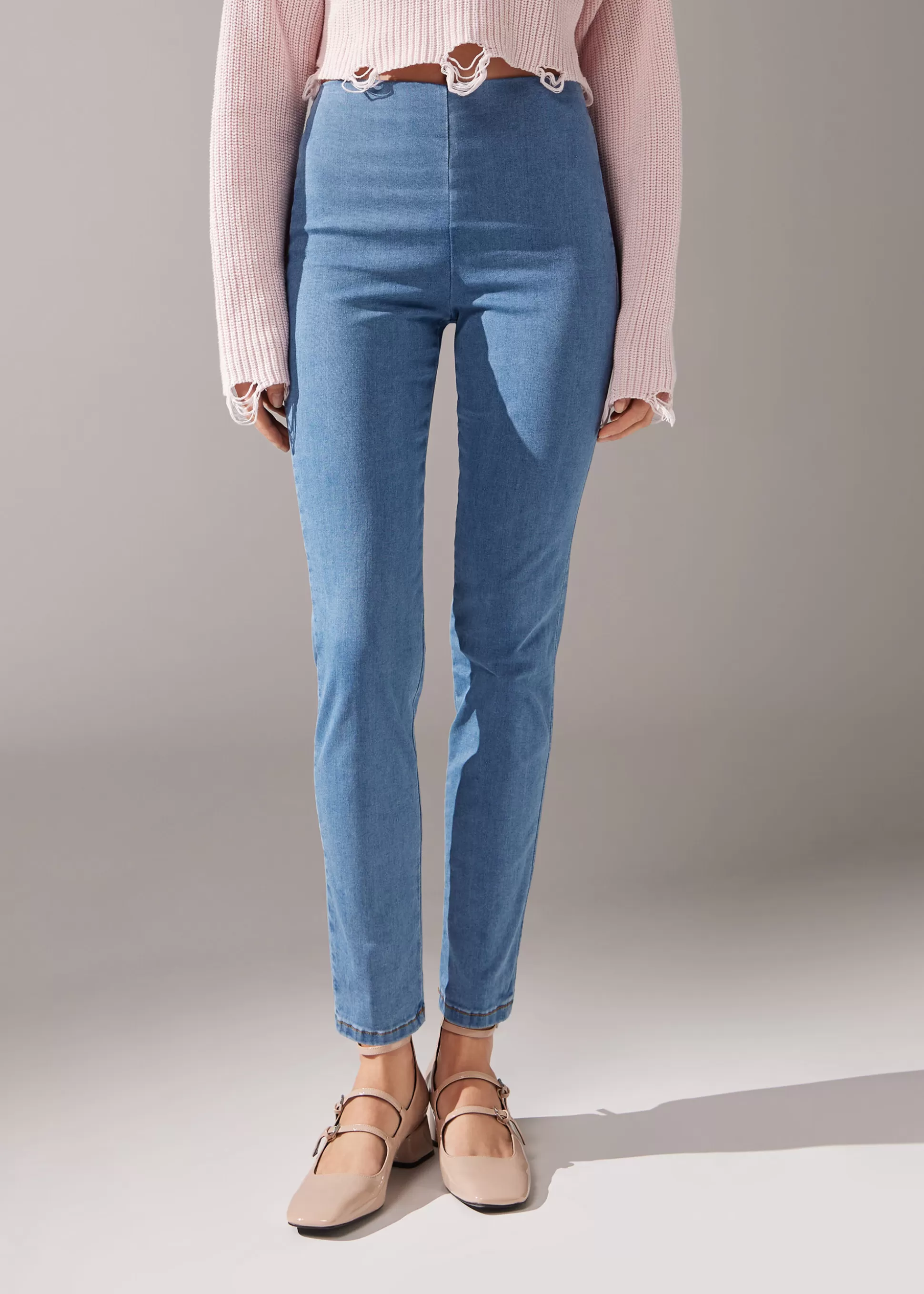 Vaqueros | Leggings-Calzedonia Leggings de Denim Skinny de Cintura Alta Azulvaqueroclaro