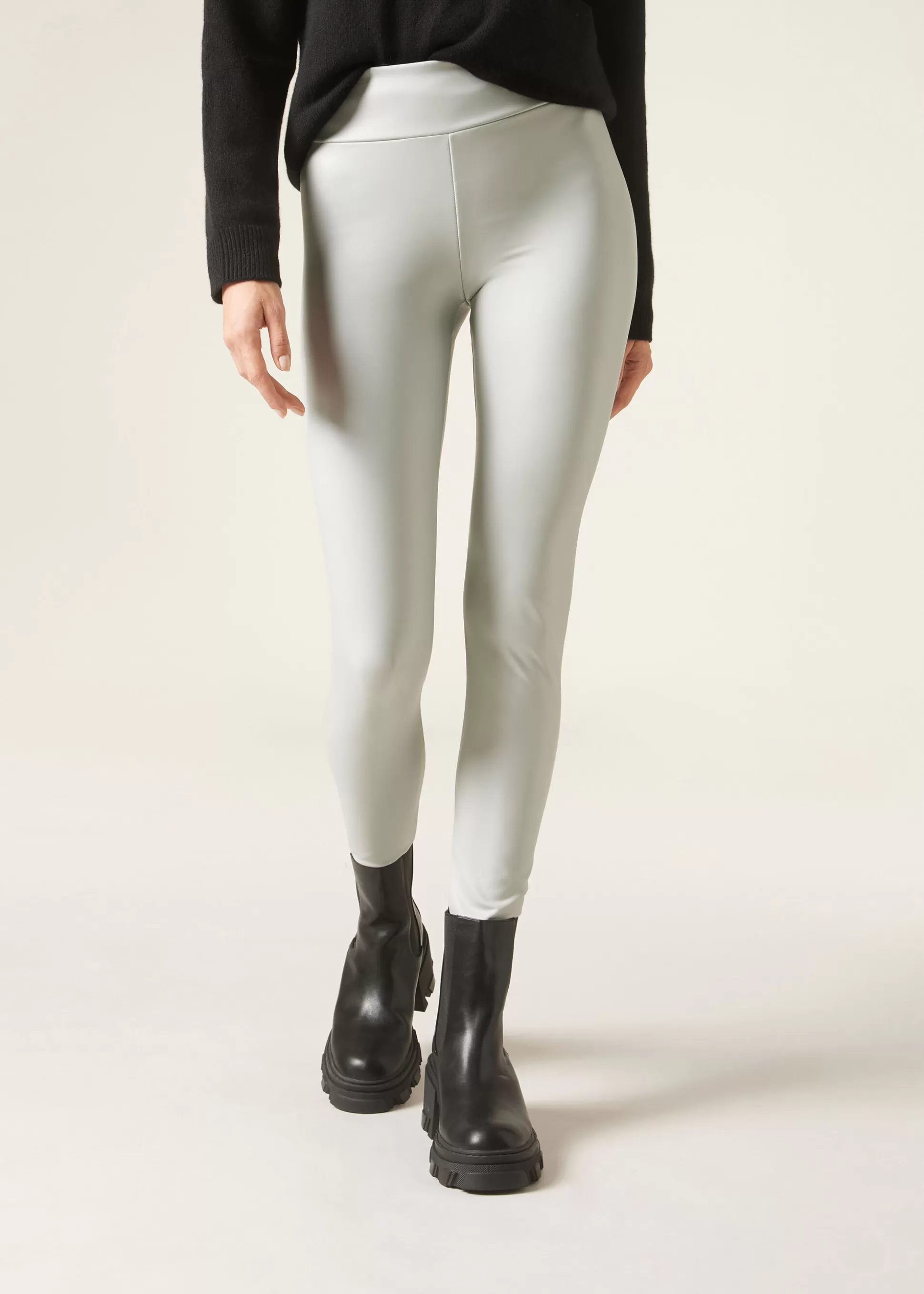 Pantalones | Leggings-Calzedonia Leggings Efecto Piel Térmicos Biancoghiaccio