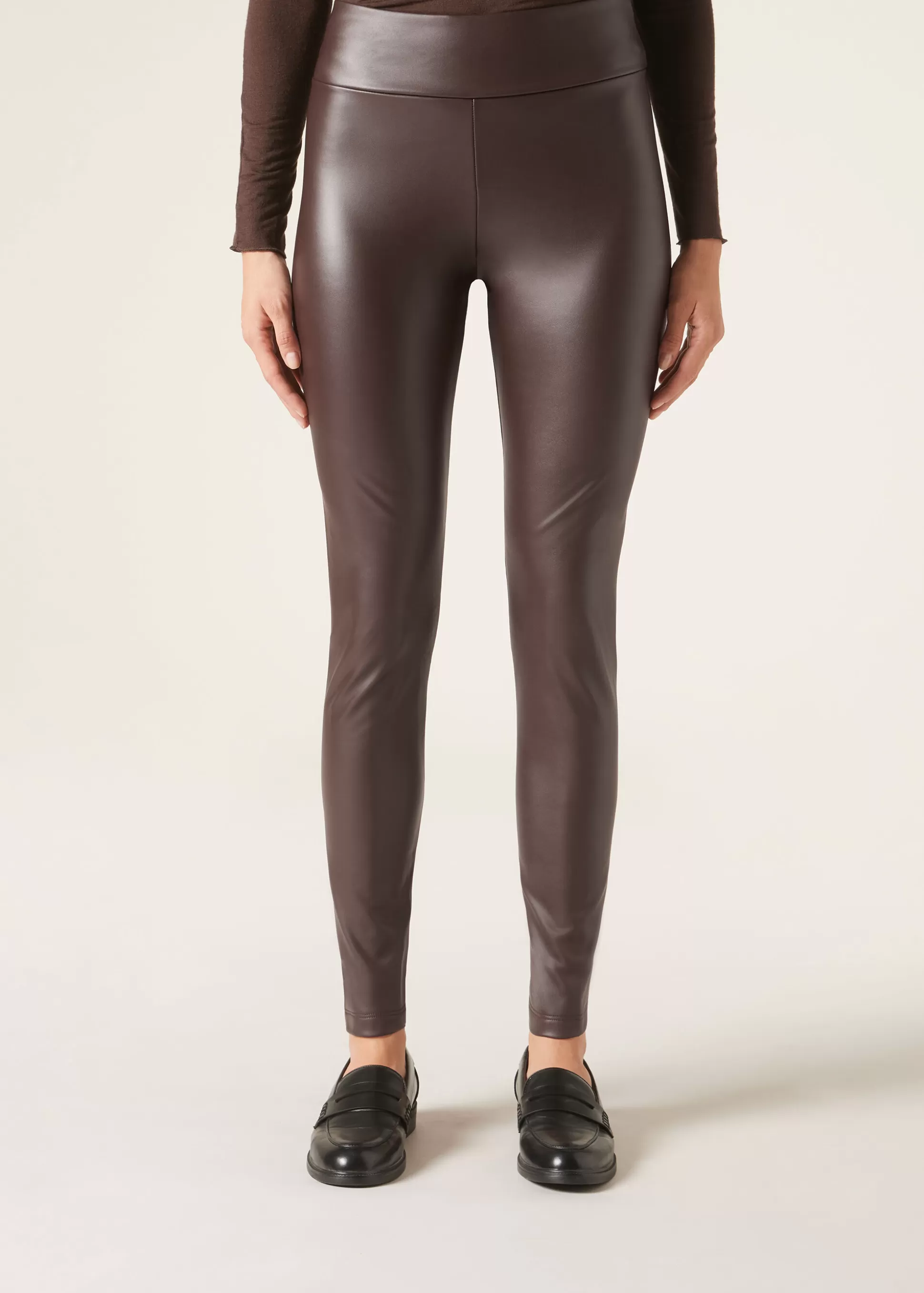 Pantalones | Leggings-Calzedonia Leggings Efecto Piel Térmicos Marrónoscuro