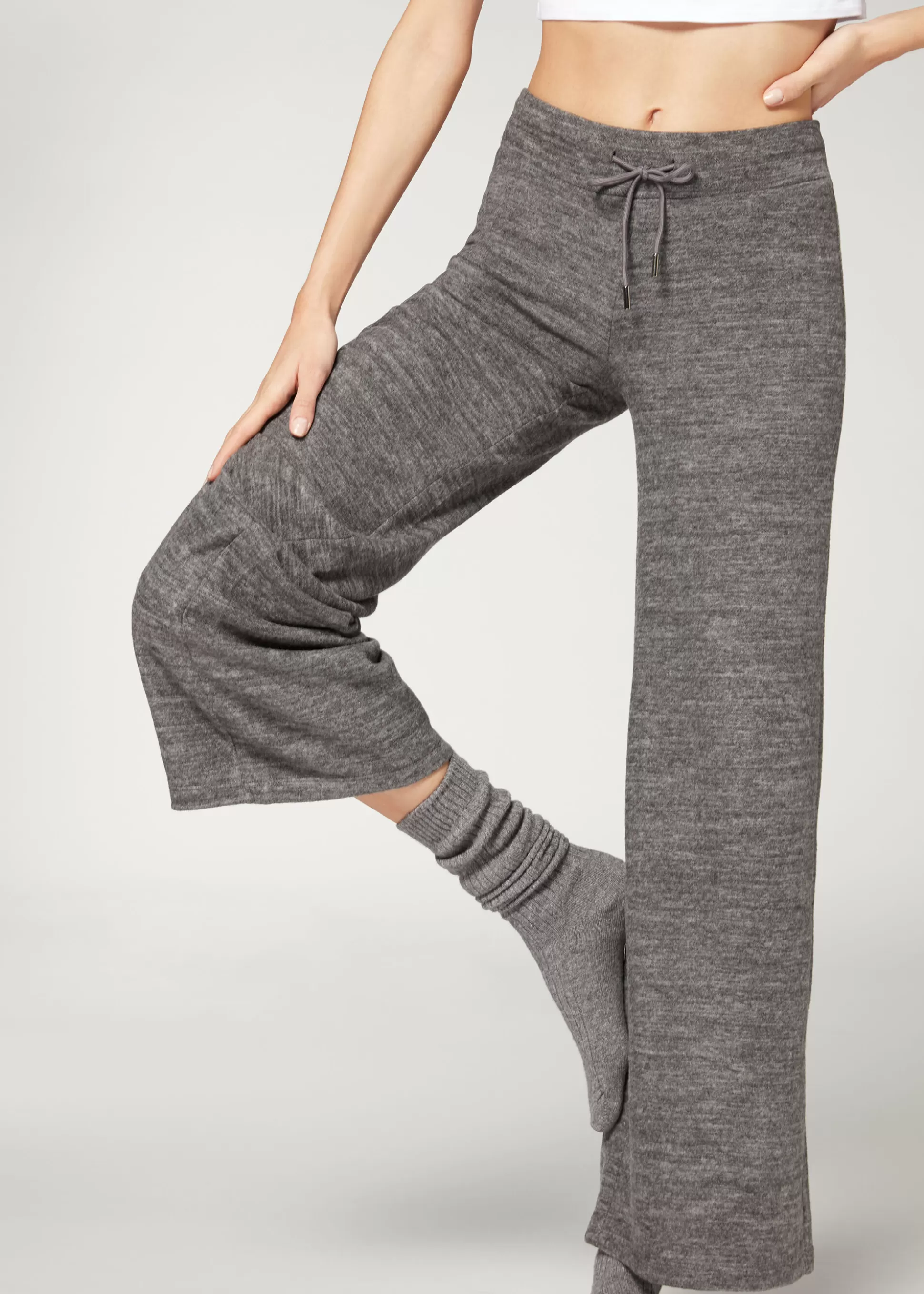 Pantalones-Calzedonia Leggings Palazzo Cashmere Grigiomediomelange