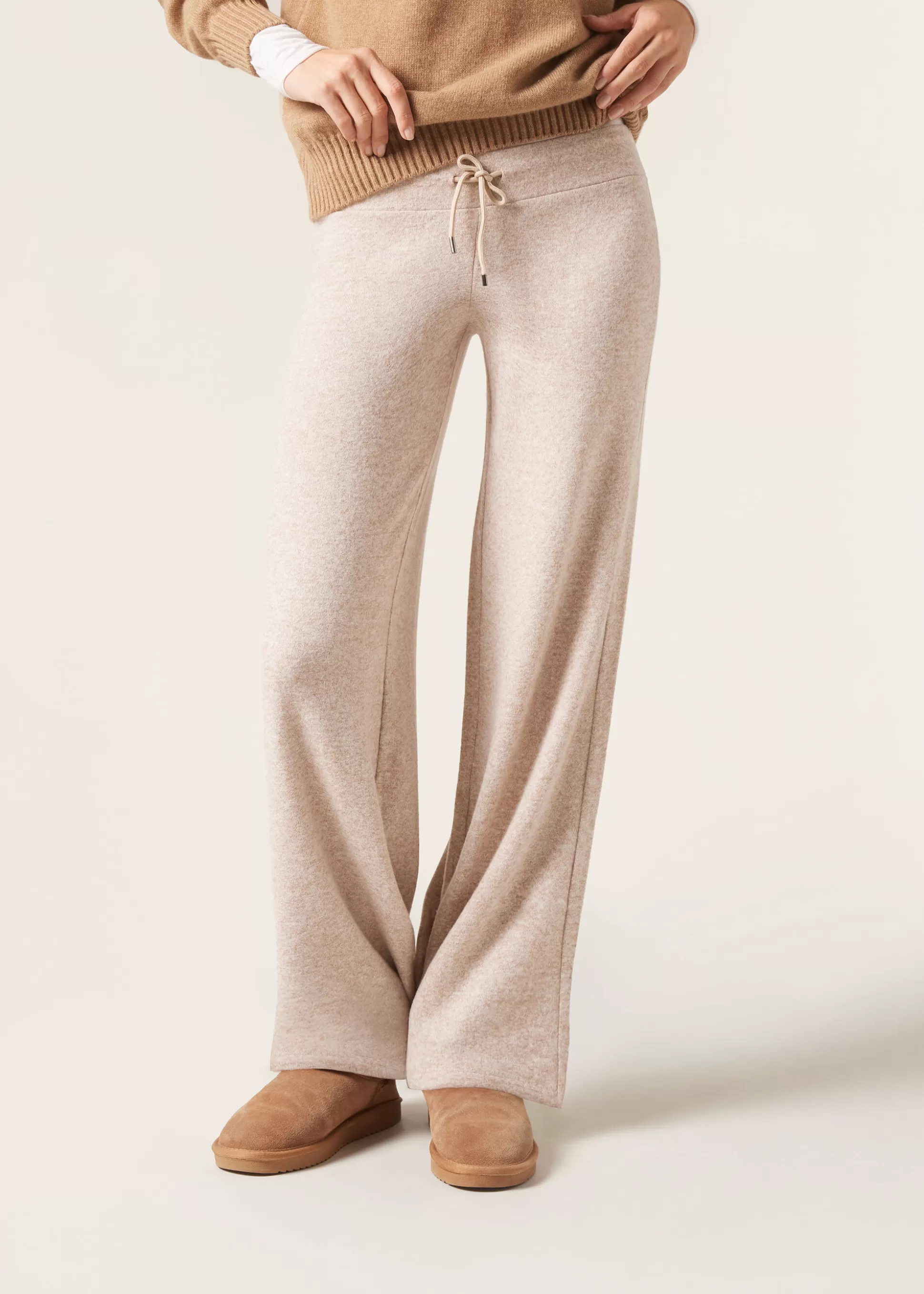 Pantalones-Calzedonia Leggings Palazzo Cashmere Naturalclarojaspeado