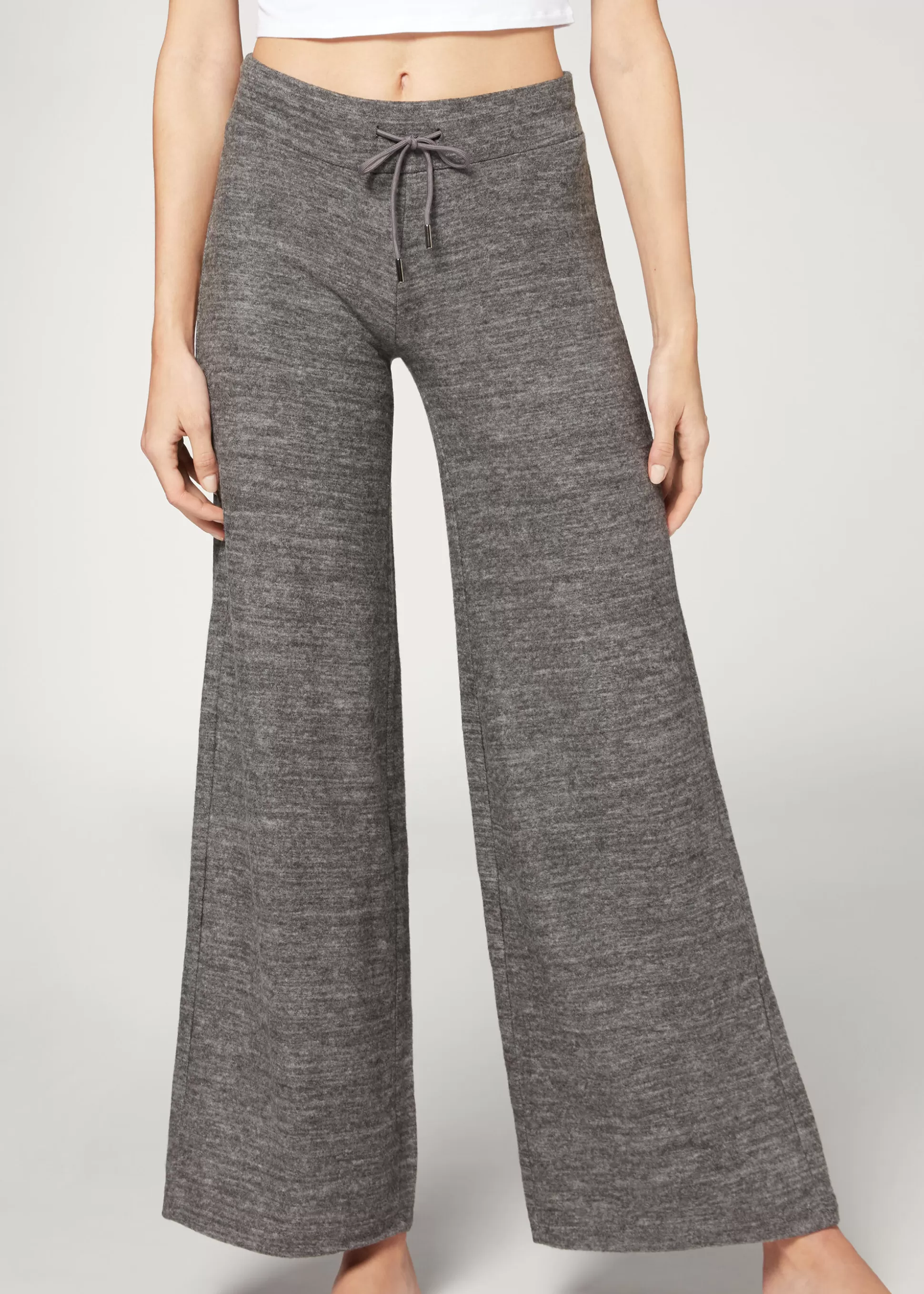 Pantalones-Calzedonia Leggings Palazzo Cashmere Grigiomediomelange