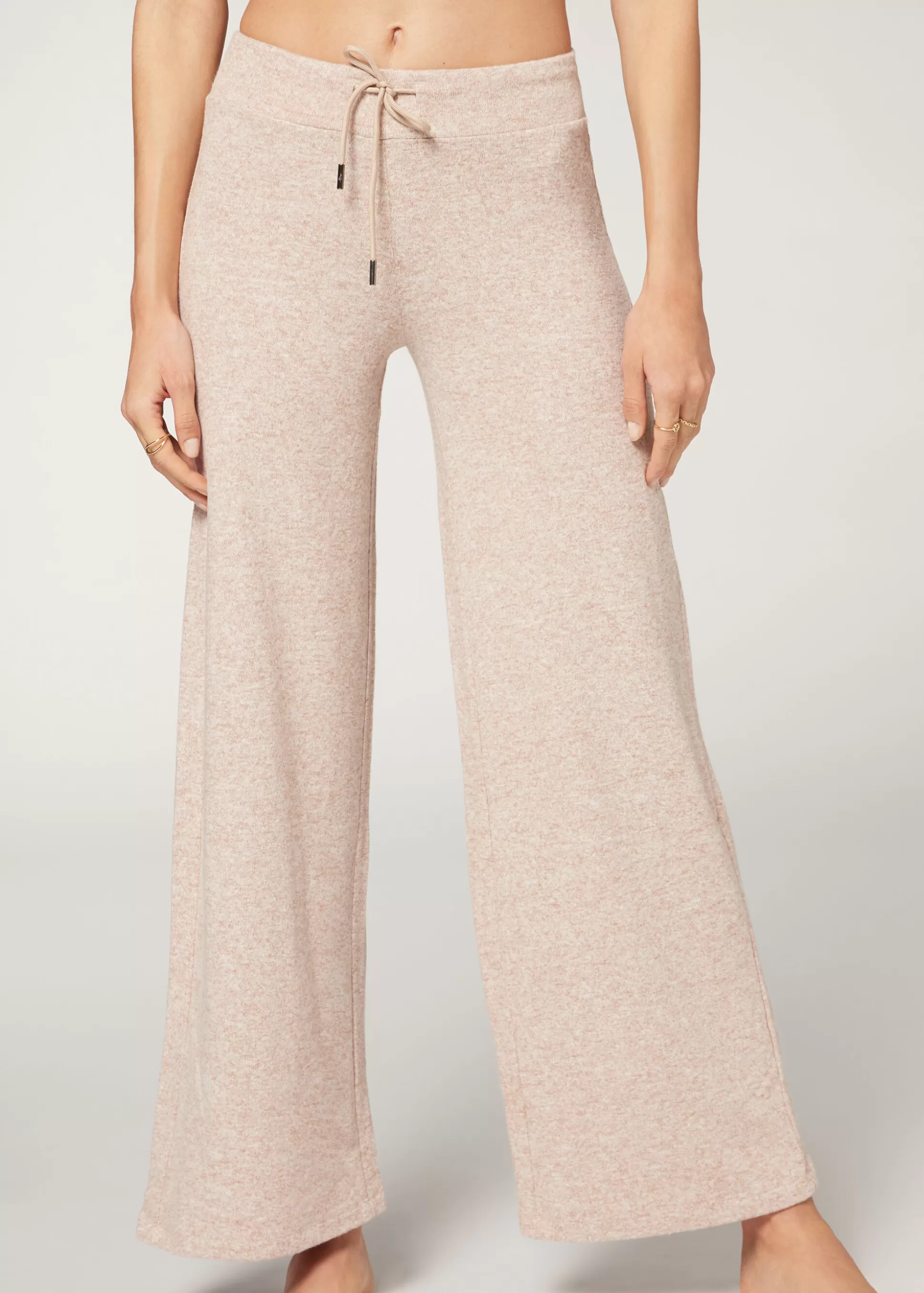 Pantalones-Calzedonia Leggings Palazzo Cashmere Naturalclarojaspeado