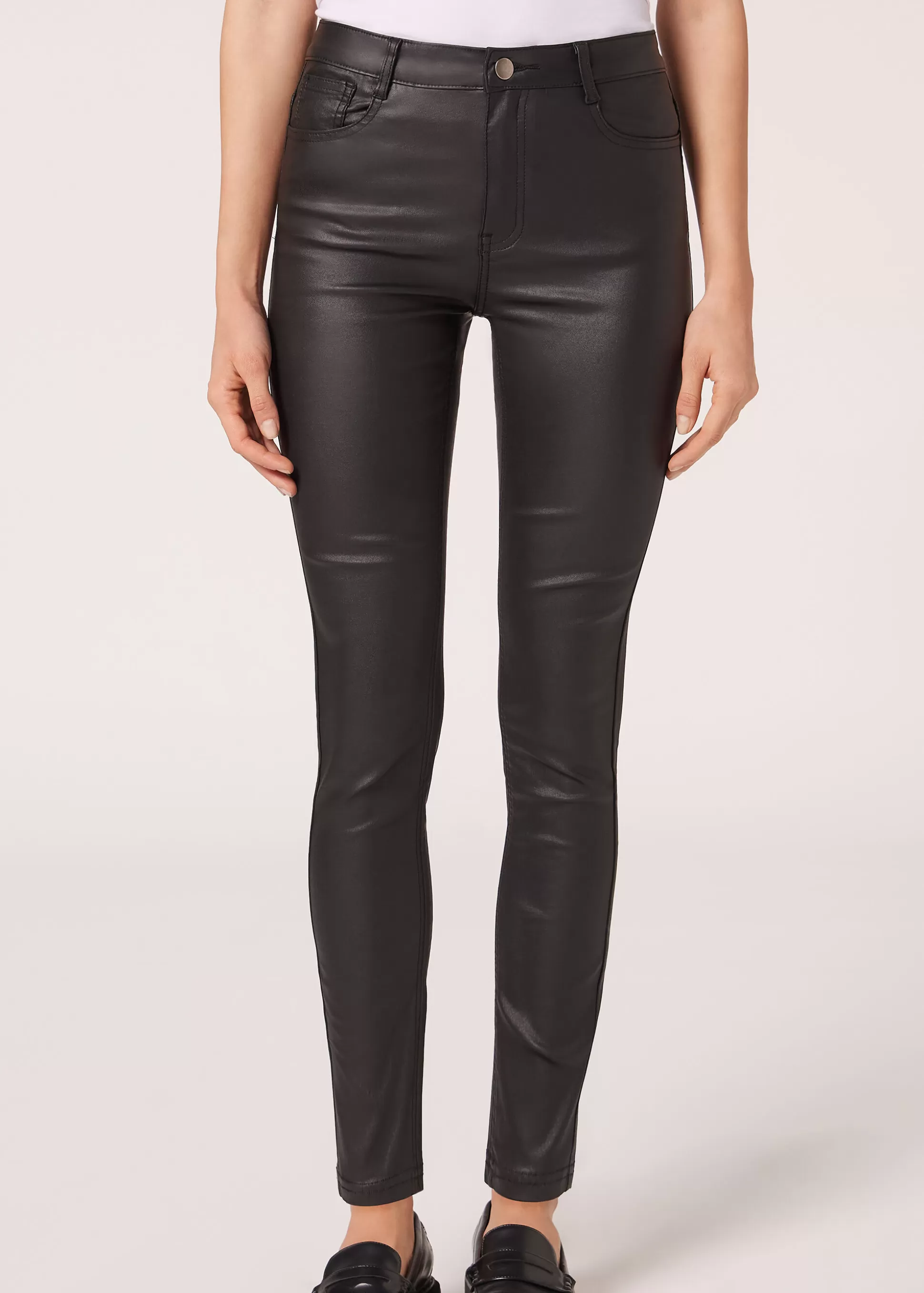 Pantalones-Calzedonia Leggings Skinny Efecto Encerado