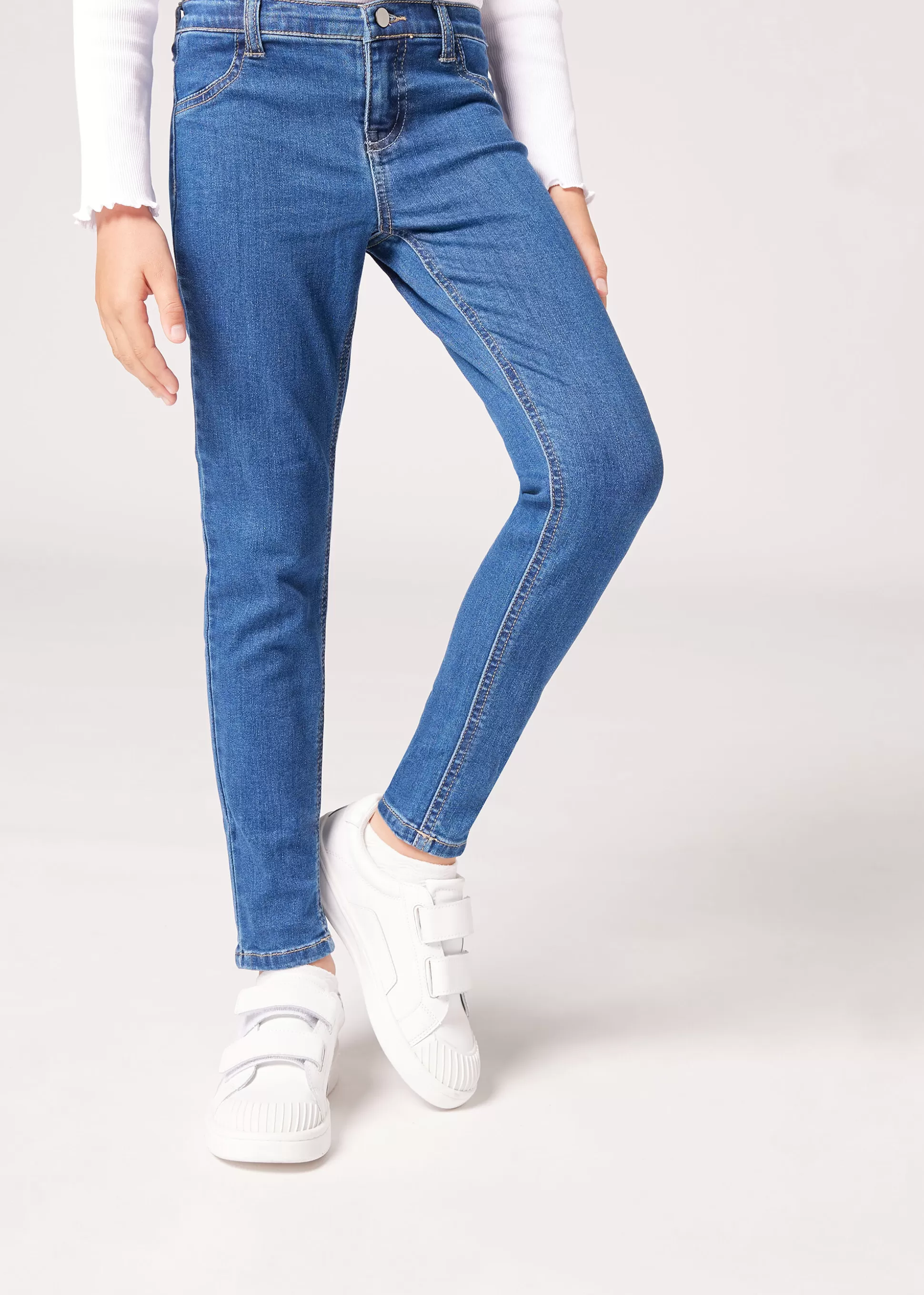 Leggings-Calzedonia Leggings Skinny Minime de Denim Soft Touch Niña Blujeans