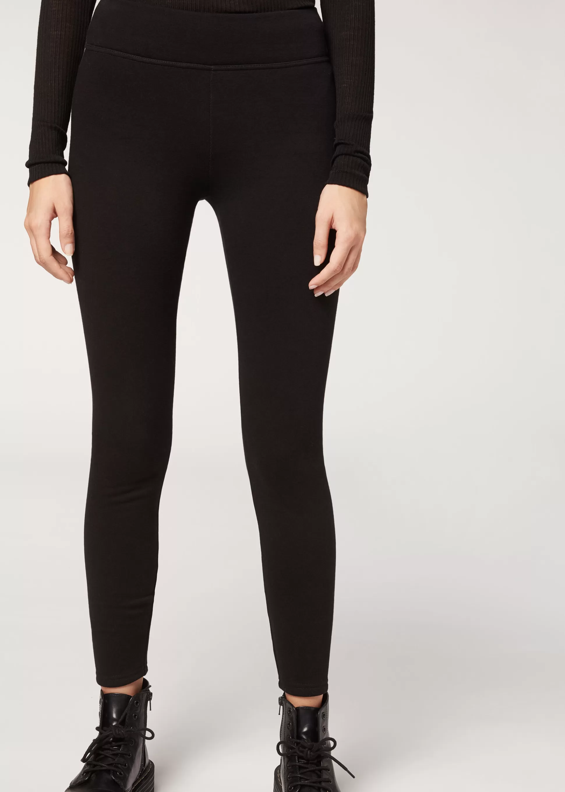 Leggings-Calzedonia Leggings Ultra-Térmico de algodón afelpado Negro