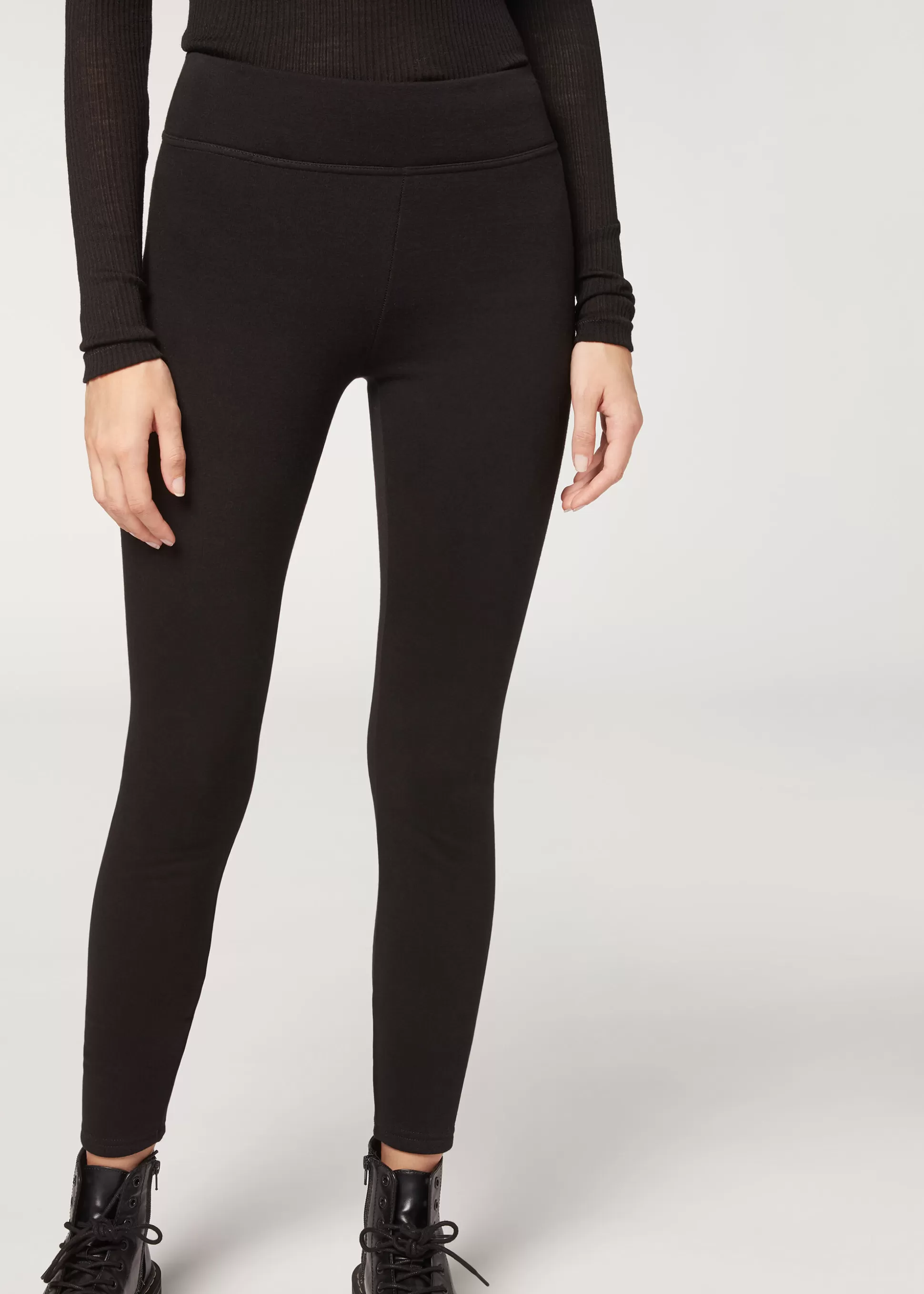 Leggings-Calzedonia Leggings Ultra-Térmico de algodón afelpado Negro