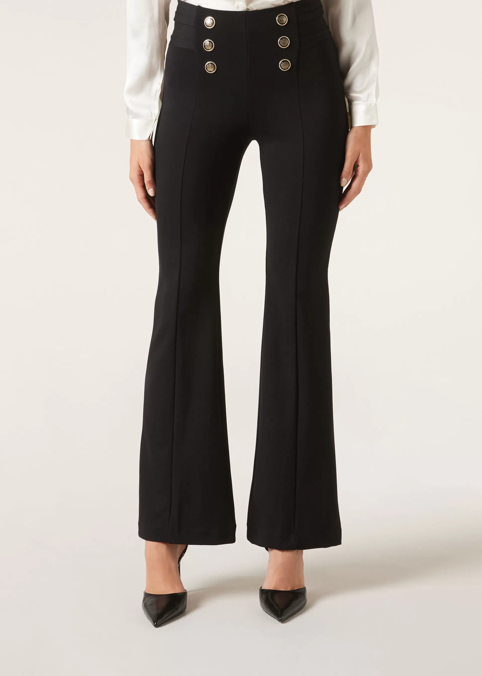 Pantalones-Calzedonia Pantalón Flare Sailor Efecto Shapping Con Detalle Botones